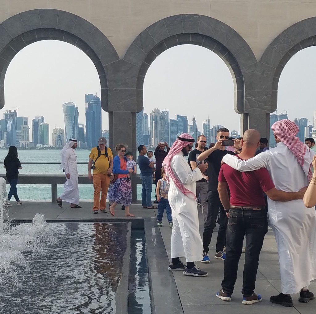 Crowds at the Museum of Islamic Art in Doha, Qatar