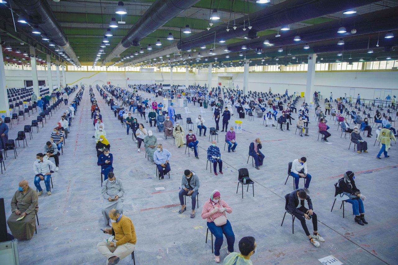 موقع فحص فيروس كورونا في أرض المعارض الدولية في الكويت، 17 مارس 2020. (تصوير عبد الرحمن البداح)