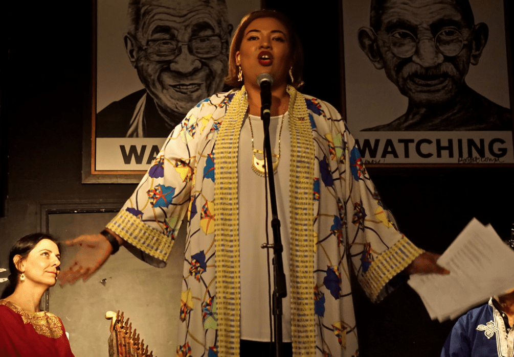 A performance by Emirati poet Afra Atiq for AGSIW's program 