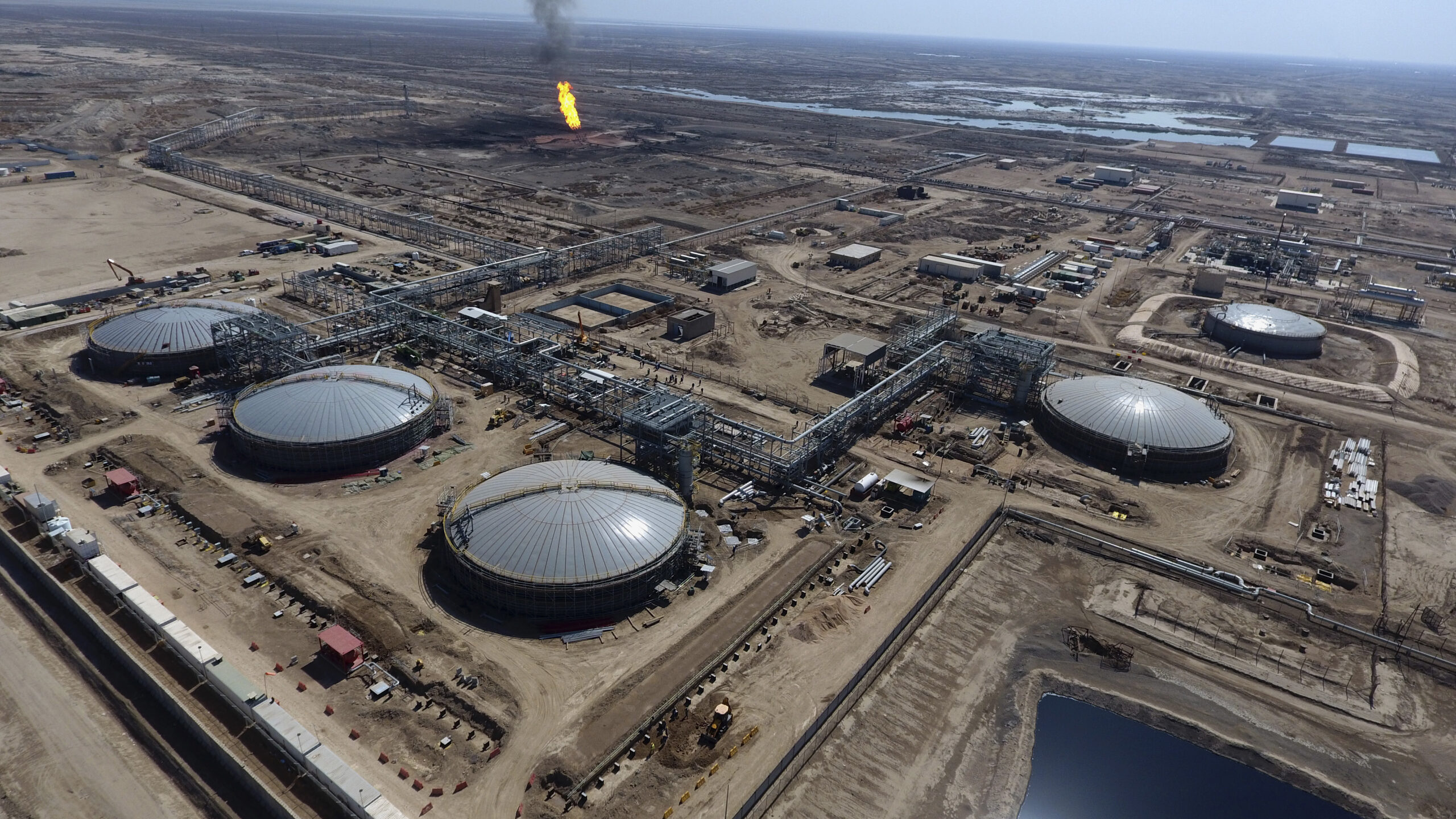 Aerial view of West Qurna oil field near Basra, Iraq, Tuesday, Feb. 21, 2017. (AP Photo/Nabil al-Jourani)