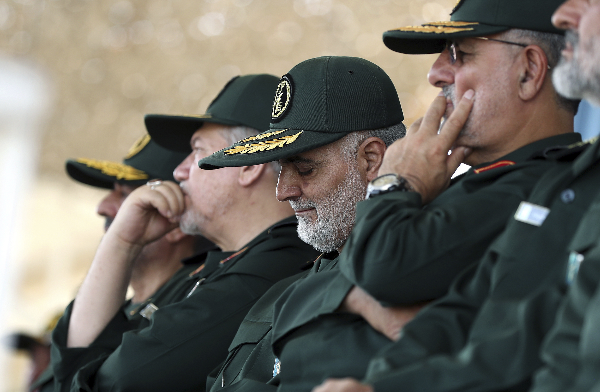 Iranian Major General Qassim Suleimani, chief of the Quds Force of the Islamic Revolutionary Guard Corps, attends a graduation ceremony of a group of the guard's officers in Tehran, Iran, June 30, 2018. (Office of the Iranian Supreme Leader via AP)