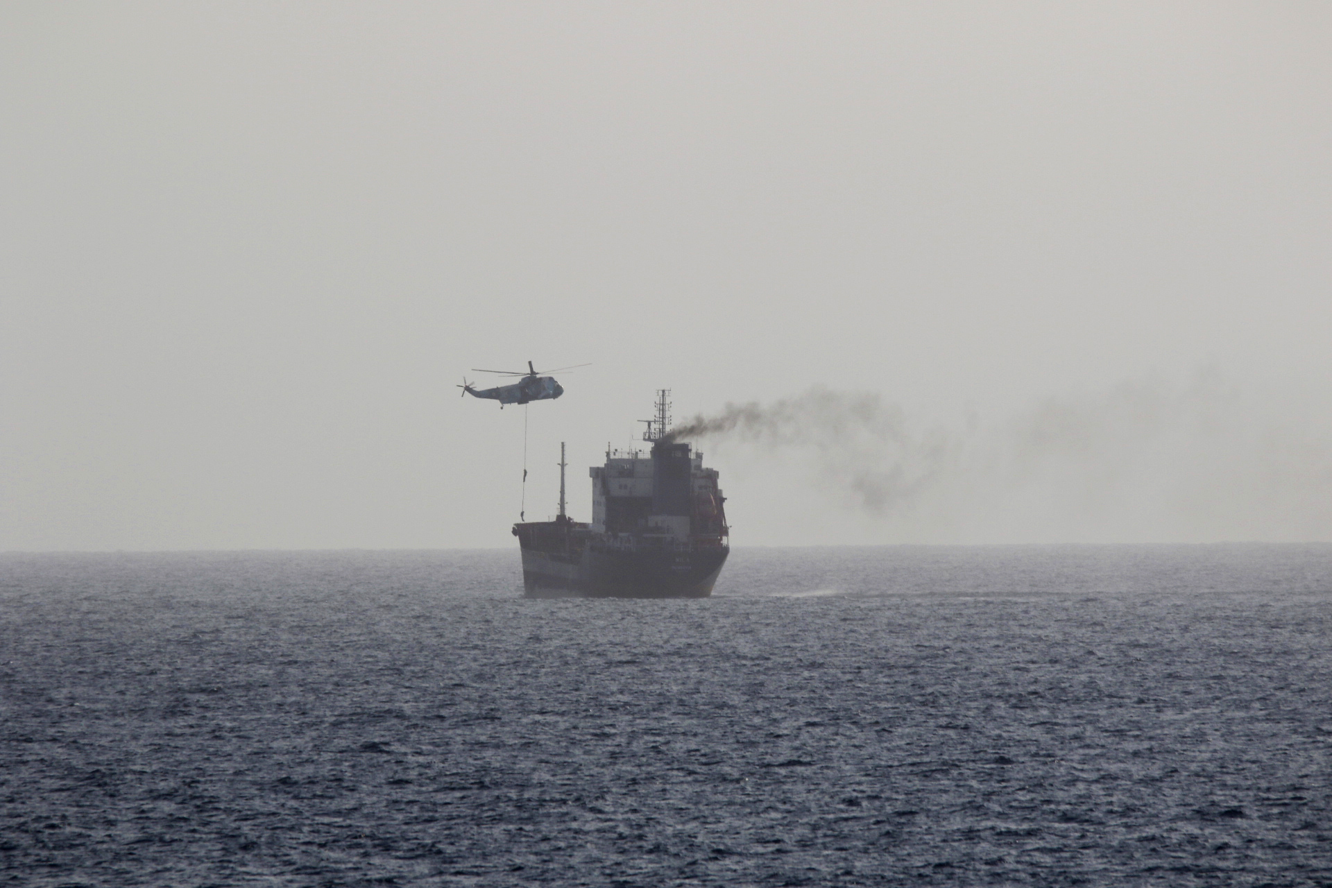 The MT Wila is boarded by Iranian navy commandos in the Gulf of Oman off the eastern coast of the United Arab Emirates, Aug. 12, 2020. (U.S. Navy via AP)