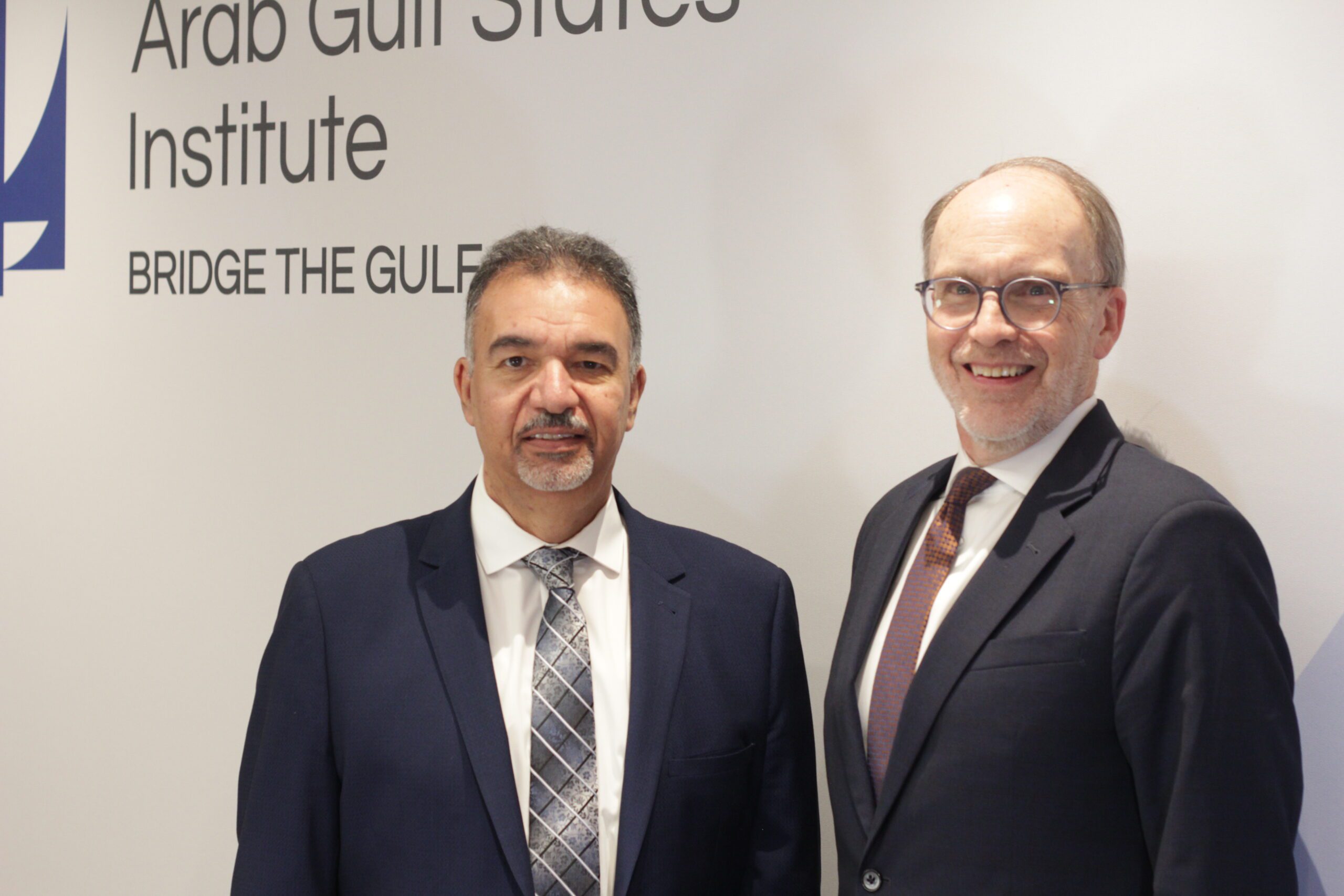 Abbas Kadhim and Ambassador Douglas A. Silliman at the AGSI office. (Credit: AGSI)