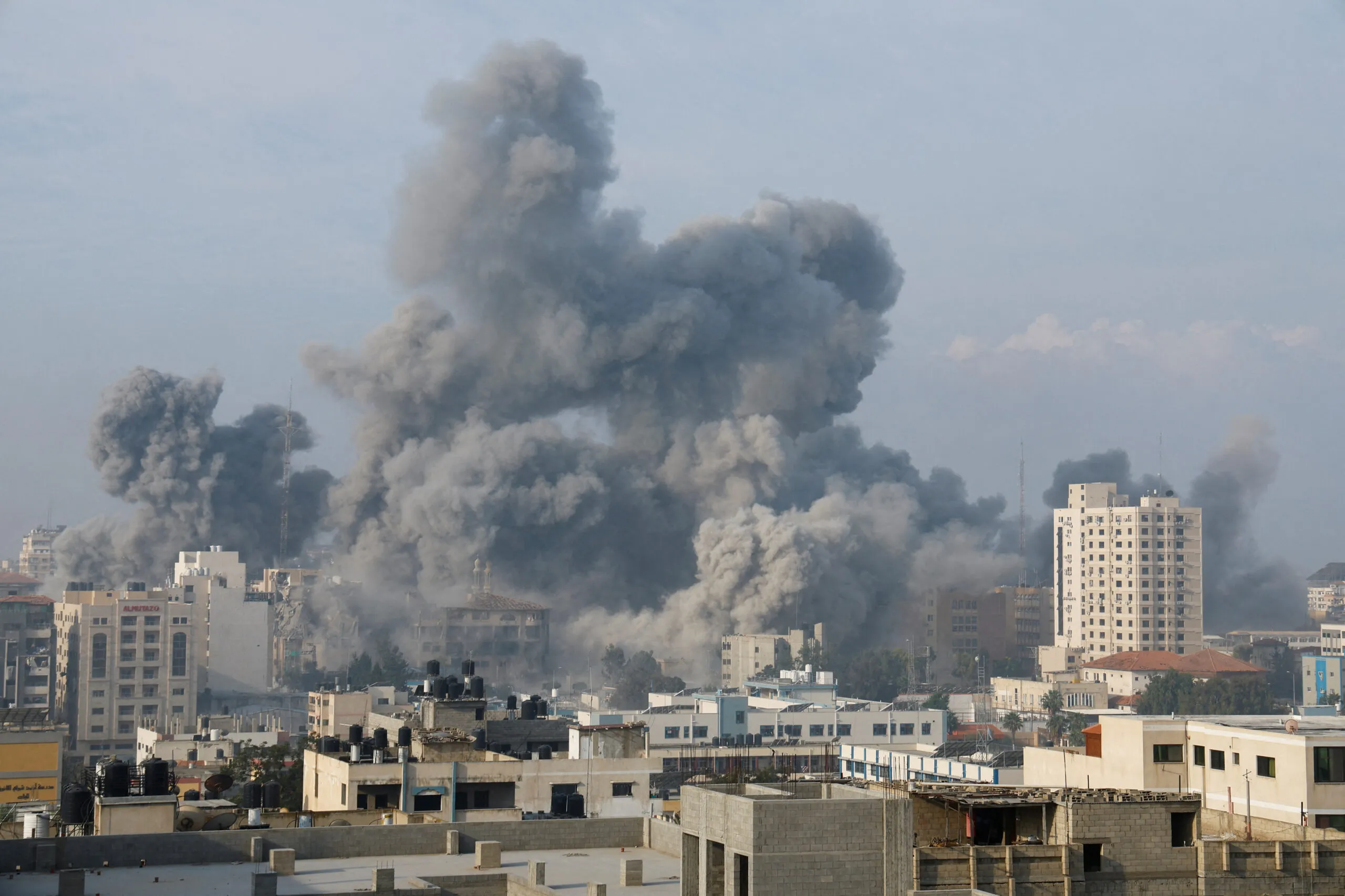 Smoke billows following Israeli strikes, in Gaza City, October 11. (REUTERS/Mohammed Salem)