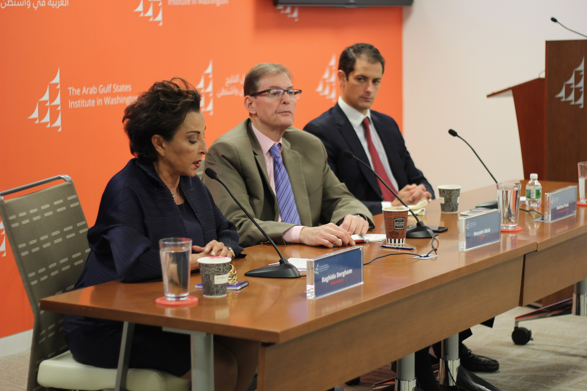 Raghida Dergham, Hussein, Ibish, and Andrew Peek