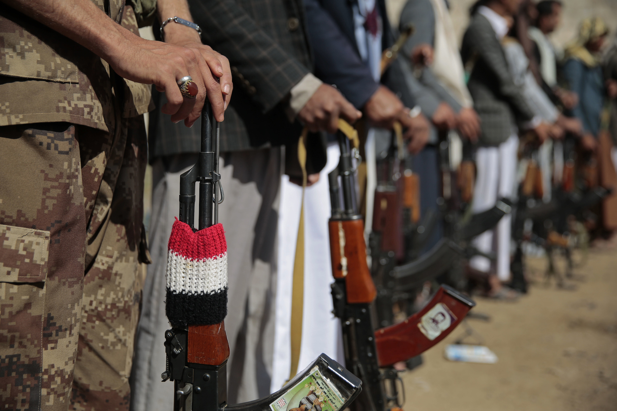 Tribesmen loyal to Houthi rebels attend a gathering in Sanaa Dec. 13, 2018 to show their support for the ongoing peace talks in Sweden addressing the war in Yemen. (AP Photo/Hani Mohammed)