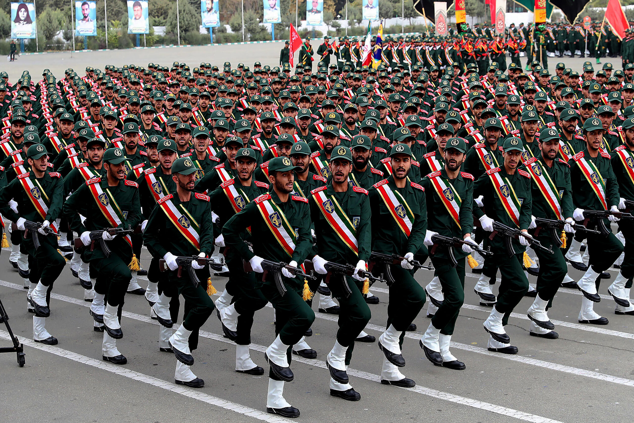 Iran's Supreme Leader Ayatollah Ali Khamenei attends a graduation ceremony for Iran's Islamic Revolutionary Guard Corps (IRGC) cadets at Imam Hussein University in Tehran, Iran, on October 13, 2019. (Sipa via AP Images)