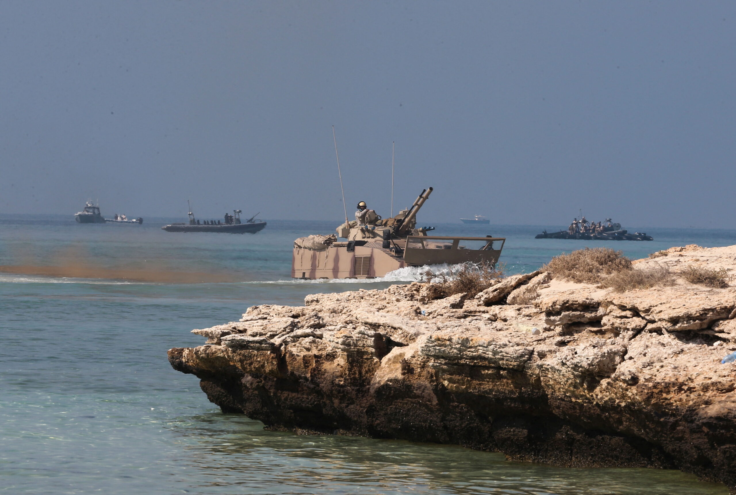 UAE armed forces perform the joint Emirates Shield/50 military drill west of the Maritime Theatre in Abu Dhabi, United Arab Emirates, January 11. (REUTERS/Satish Kumar)