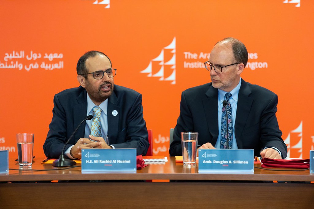 Ali Rashid Al Nuaimi, left, and Ambassador Douglas A. Silliman