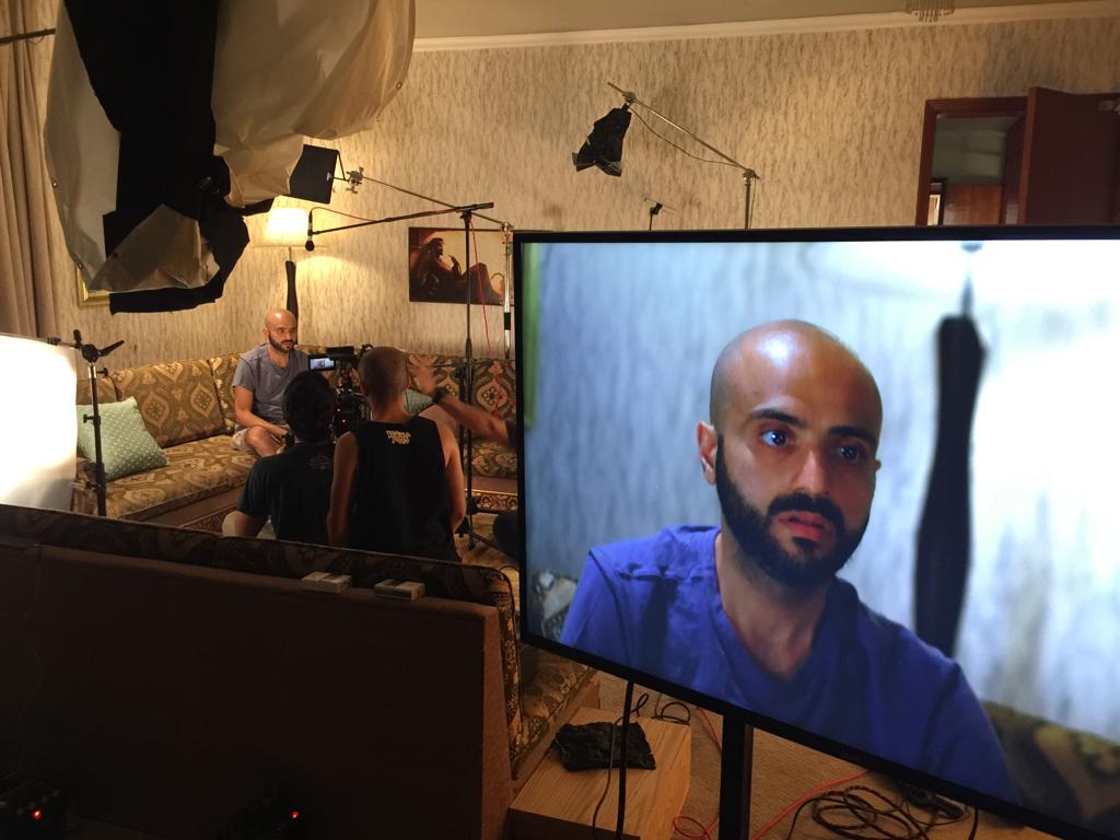 Testing special effects before filming an episode of Sheno Ya3ni