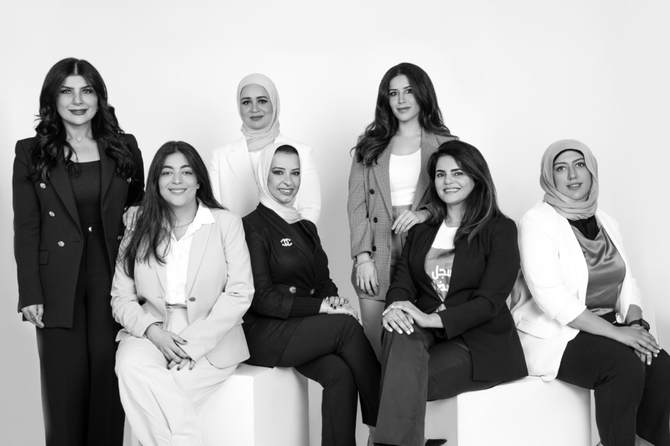 Women Behind Mudhawi’s List Platform. From Left to right: Asrar Hayat, Leanah Al Awadhi, Iman Dashti, Dalal Bourseli, Abir Al Mutawa, Alanoud Al-Sharekh, and Zainab Al Sammak (photo provided by Mudhawi’s List)