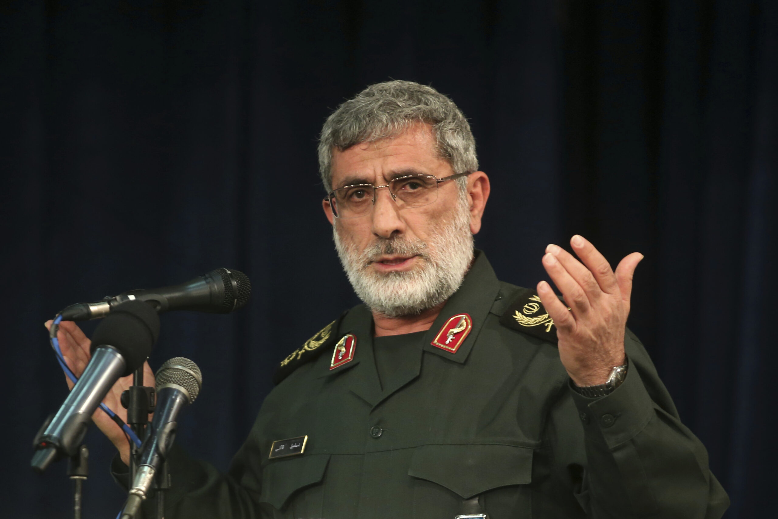 In this Nov. 5, 2016 photo, Brigadier General Ismail Qaani speaks in a meeting in Tehran, Iran. (Mohammad Ali Marizad/Tasnim News Agency via AP)