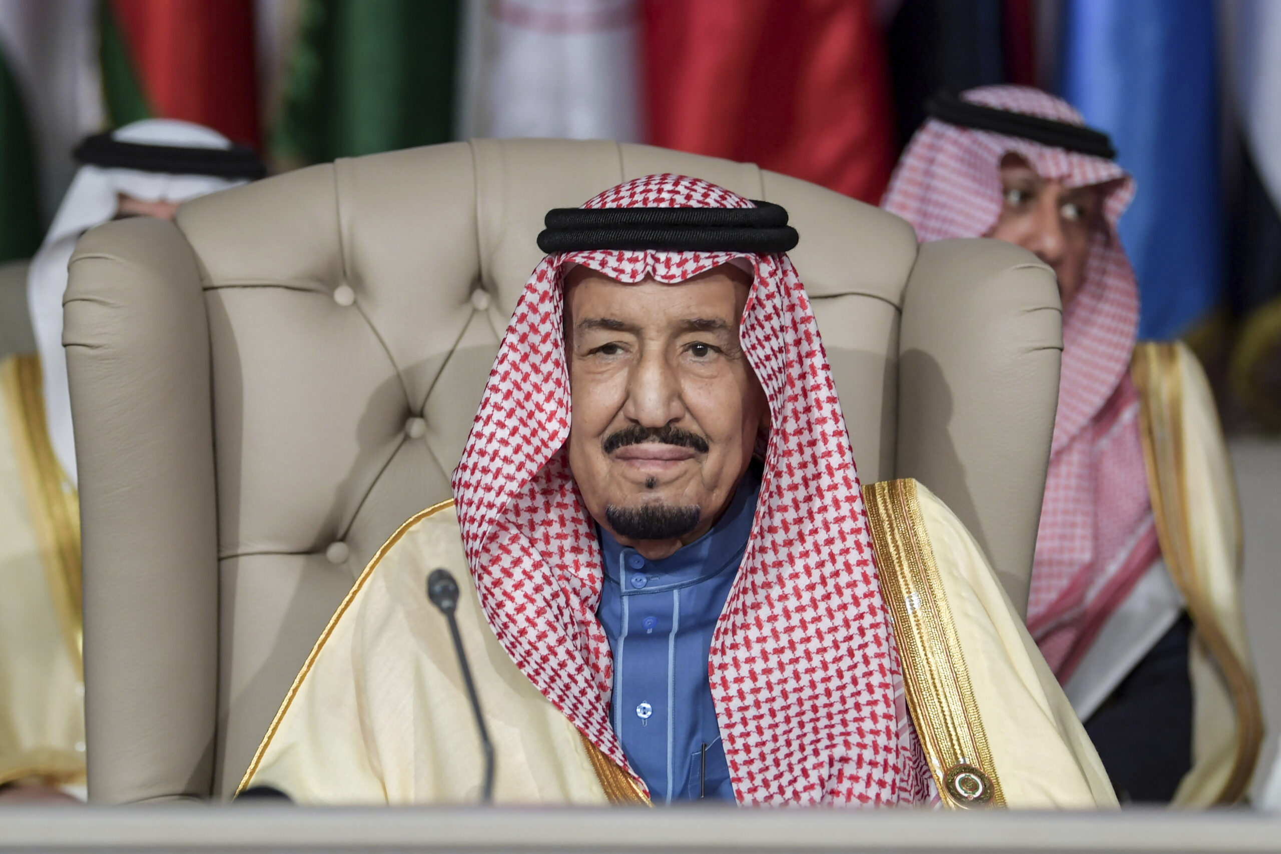 Saudi King Salman bin Abdul Aziz attends the opening of the 30th Arab Summit in Tunis, Tunisia, March 31, 2019. (Fethi Belaid via AP)