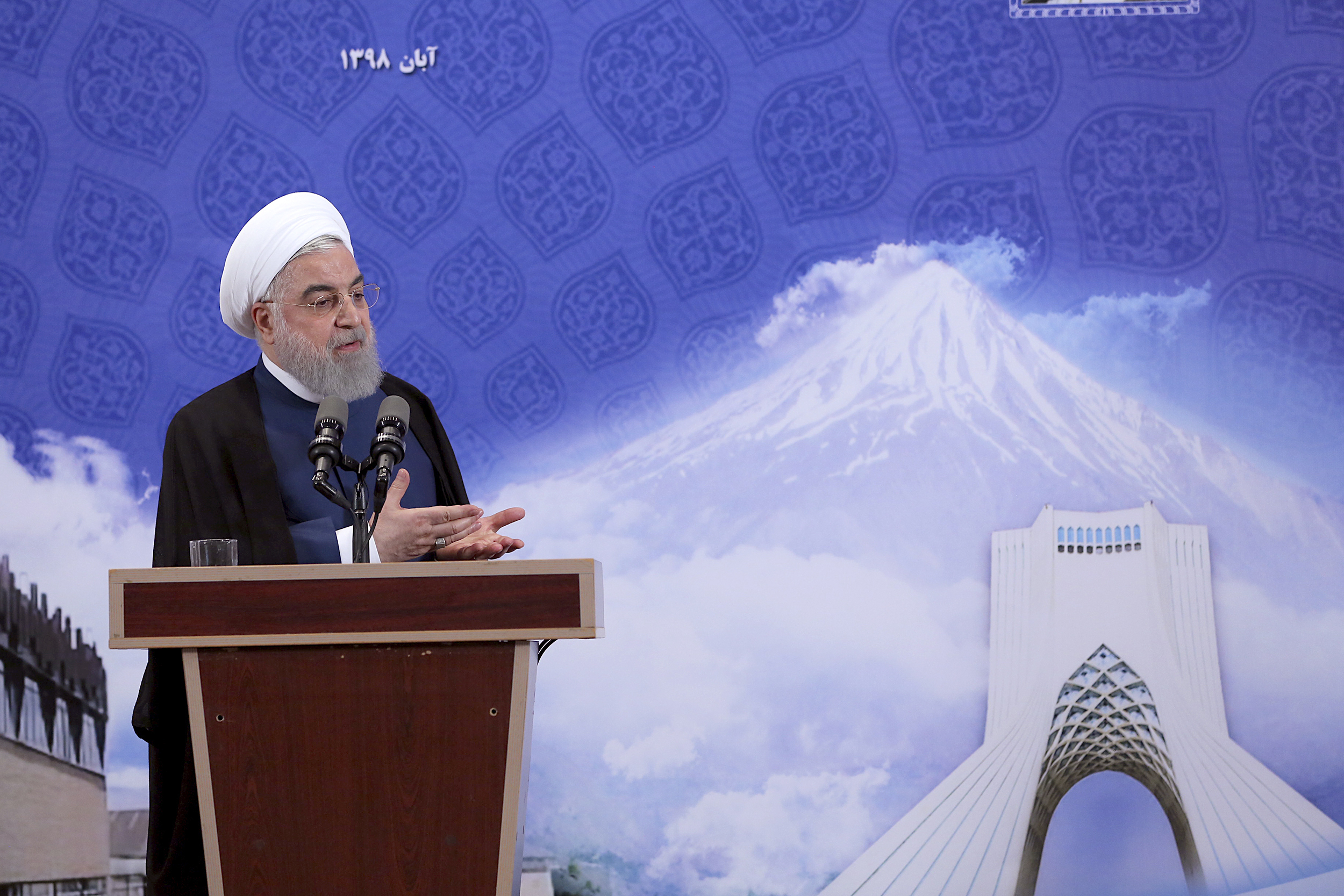 Iranian President Hassan Rouhani speaks in a ceremony to inaugurate the Azadi Innovation Factory, Tehran, Iran, Nov. 5. (Office of the Iranian Presidency via AP)