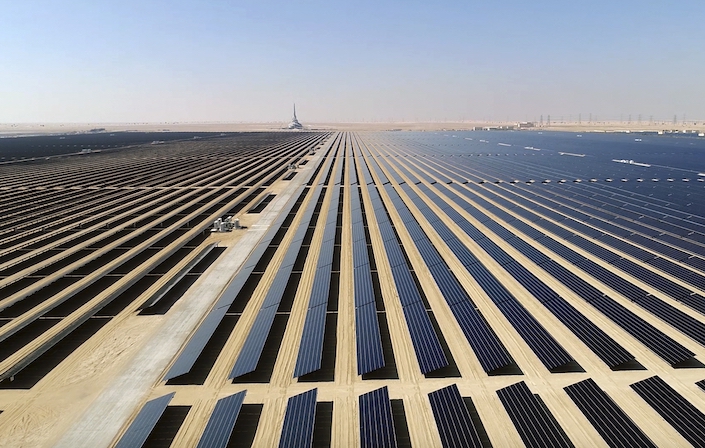 Mohammed bin Rashid Al Maktoum Solar Park, about 50 kilometers south of Dubai, United Arab Emirates (Strategy and Government Communications of Dubai via AP)