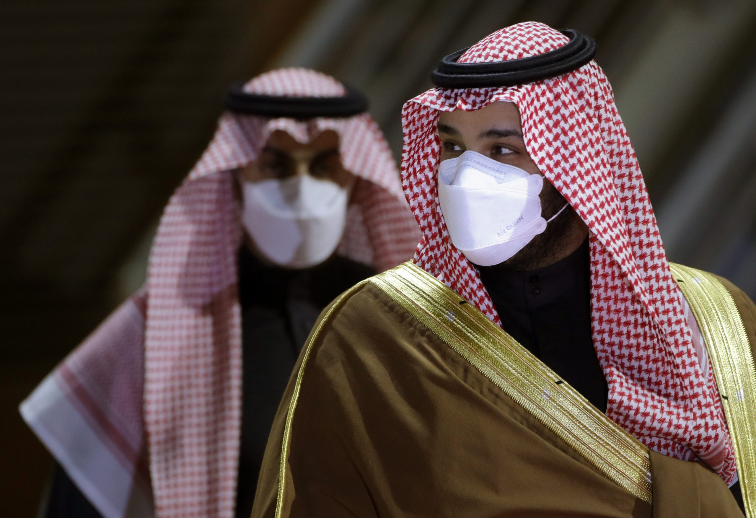 Saudi Crown Prince Mohammed bin Salman arrives to attend the Saudi Cup award ceremony at King Abdul Aziz race track in Riyadh, Saudi Arabia, Feb. 20, 2021. (AP Photo/Amr Nabil)