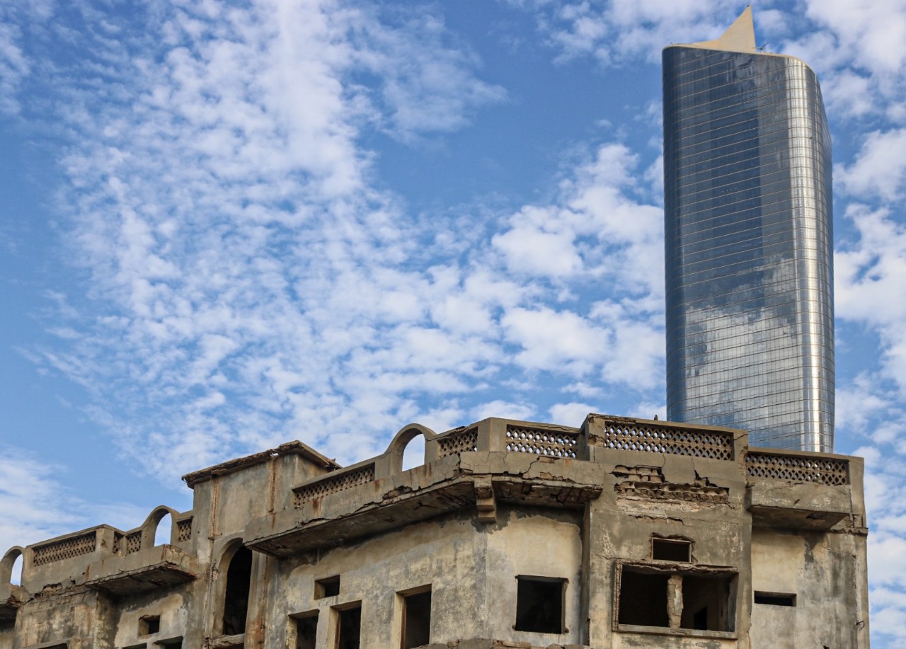 A decaying, unmaintained building in Kuwait City