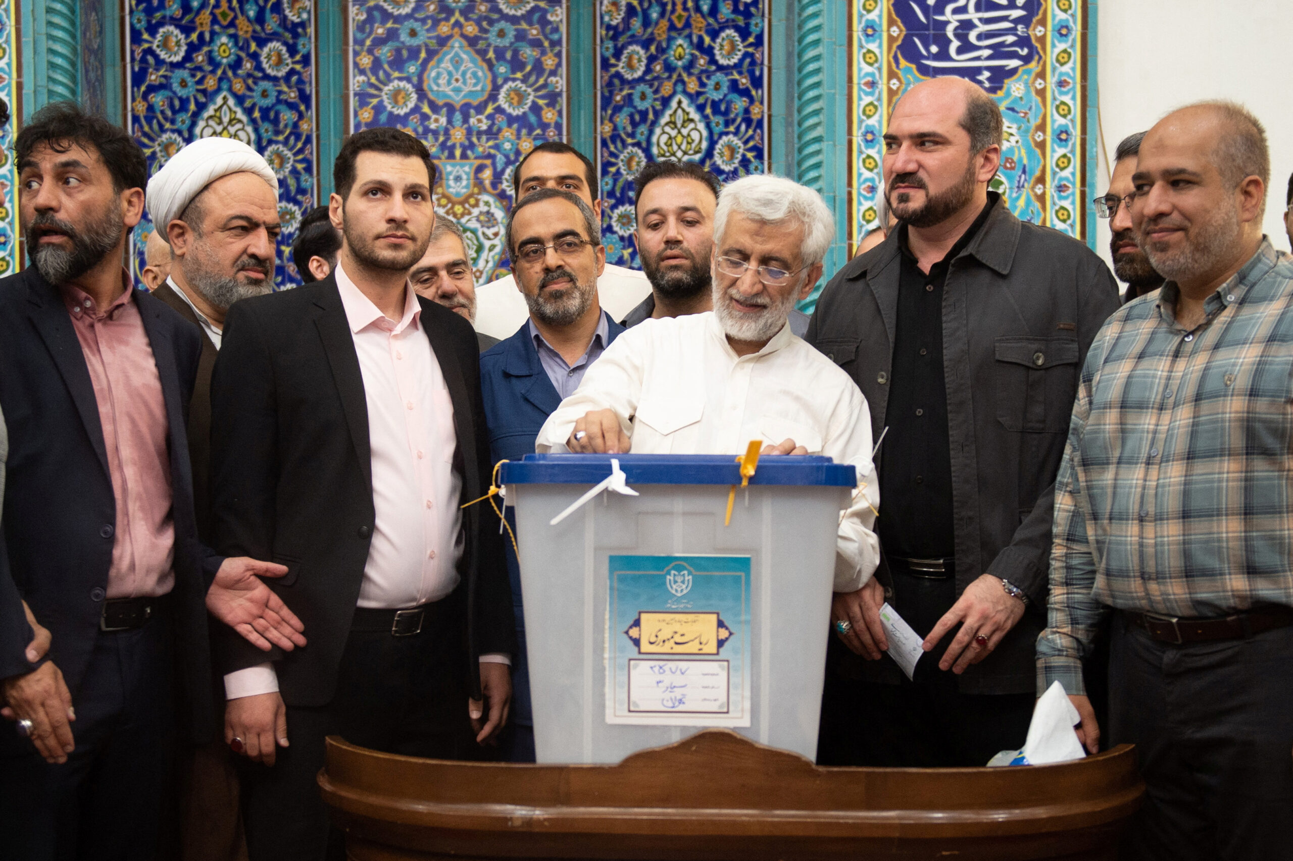 Presidential candidate Saeed Jalili votes at a polling station in a snap presidential election to choose a successor to Ebrahim Raisi, in Tehran, Iran, June 28. (Stringer/WANA via REUTERS)