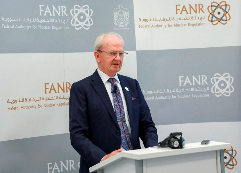 Christer Viktorsson, director-general of the United Arab Emirates' Federal Authority for Nuclear Regulation speaks during a news conference in Abu Dhabi, United Arab Emirates, March 27, 2019. (REUTERS/Stanley Carvalho)