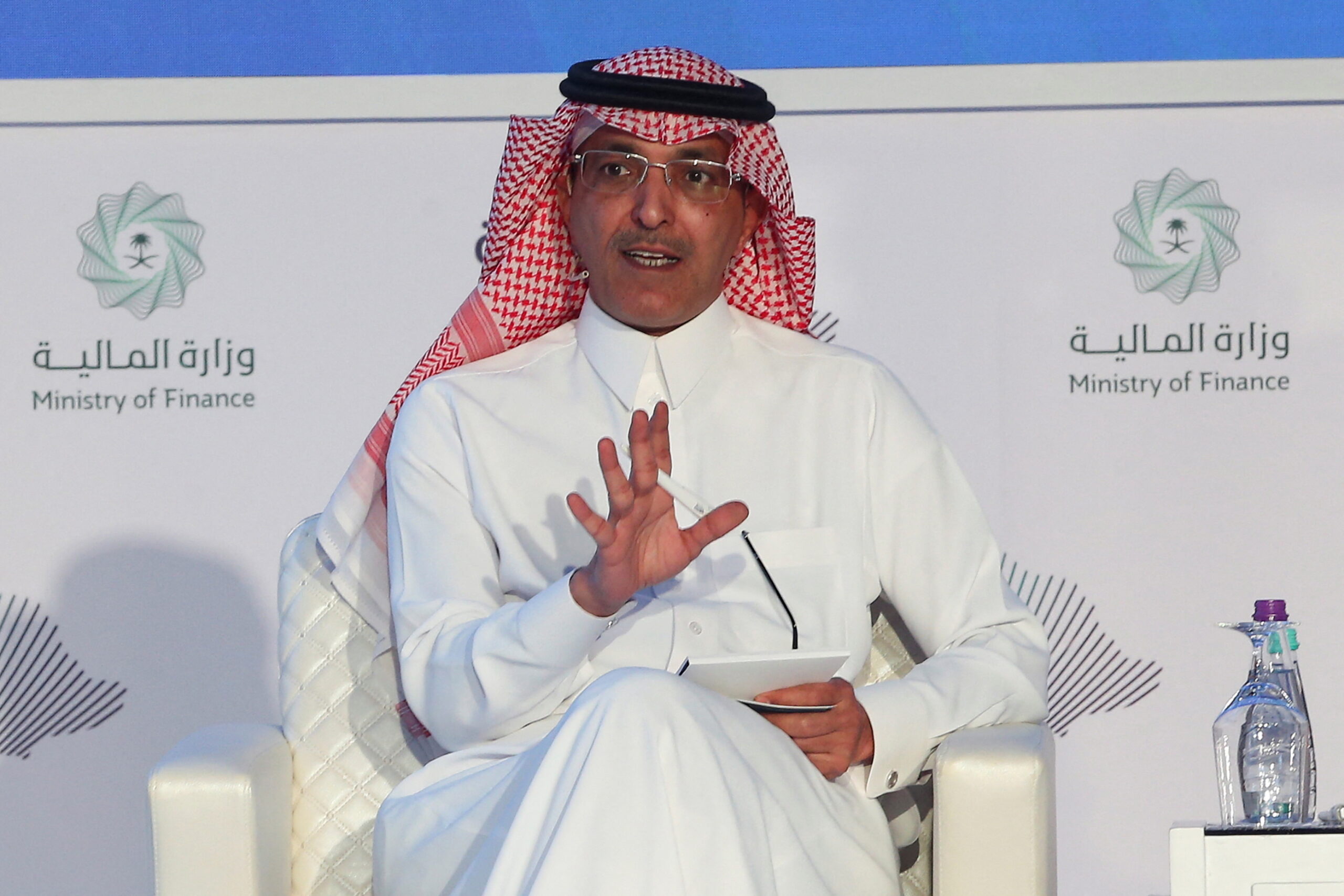 Saudi Finance Minister Mohammed Al-Jadaan speaks during the Saudi 2022 Budget Forum in Riyadh, December 13, 2021. (REUTERS/Ahmed Yosri)