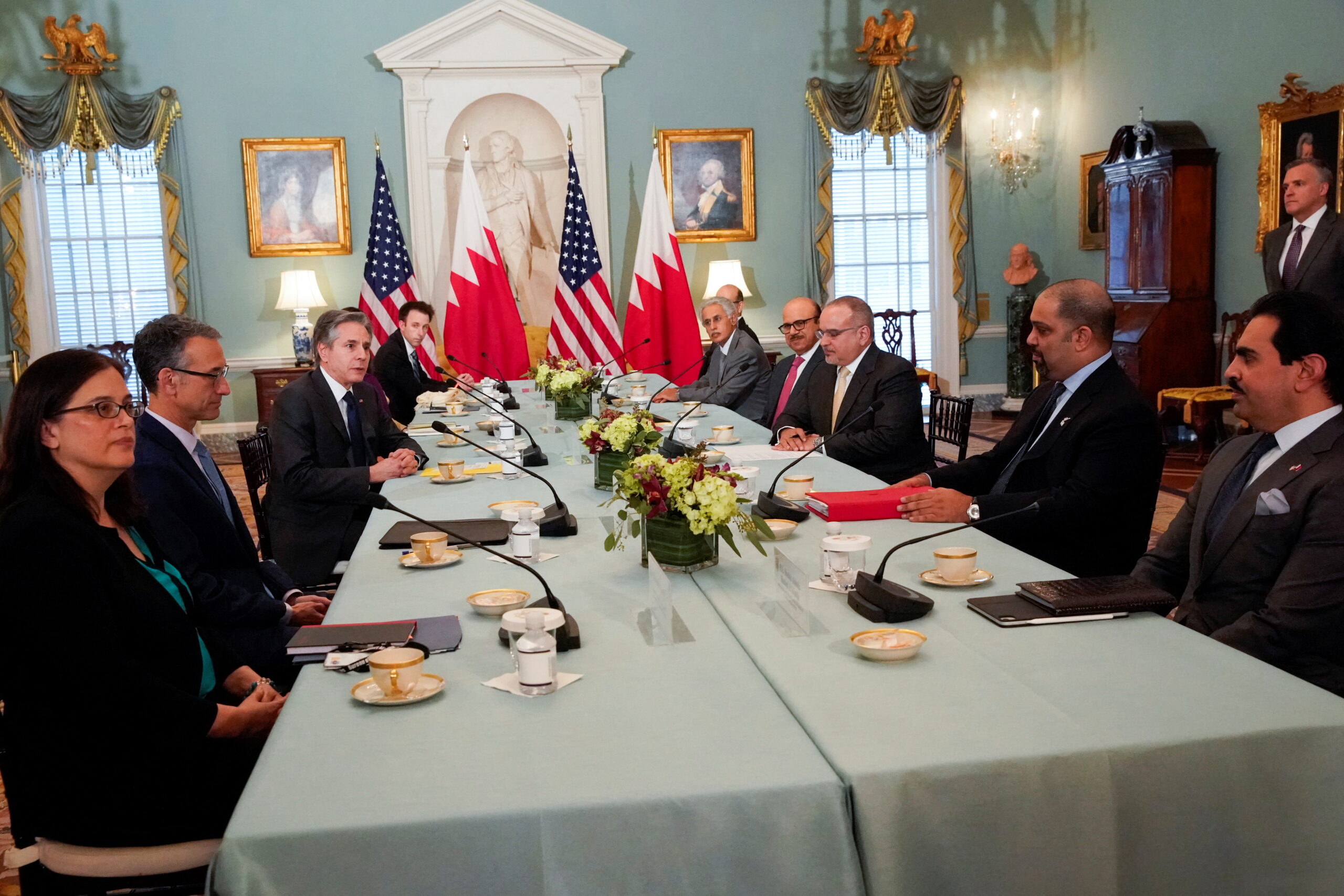 Secretary of State Antony Blinken meets with Bahraini Crown Prince and Prime Minister Salman bin Hamad al-Khalifa at the State Department in Washington, DC, March 2.