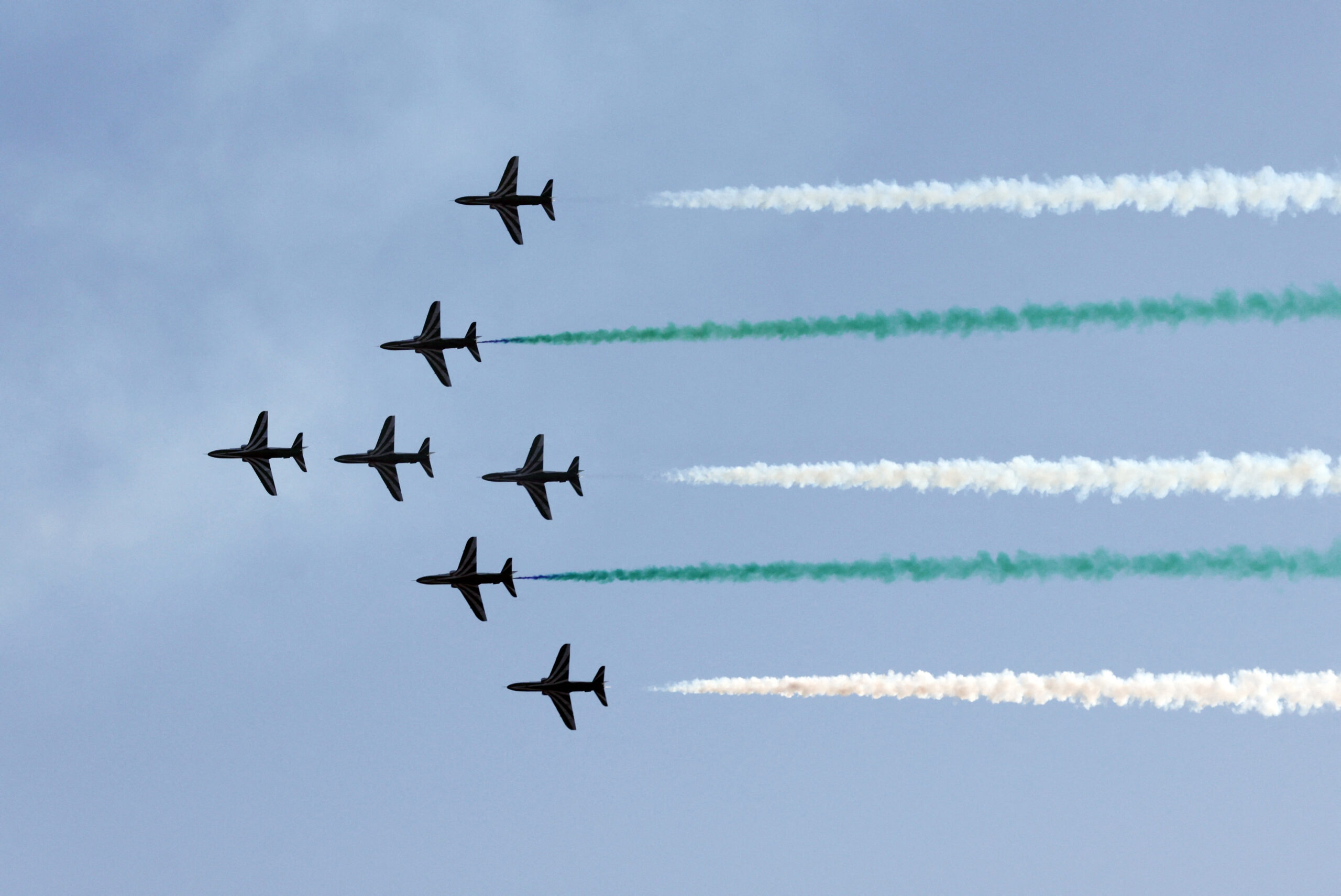 The Royal Saudi Air Force aerobatic display team is pictured ahead of the Saudi Arabian Grand Prix in Jeddah, Saudi Arabia, March 16. (REUTERS/Ahmed Yosri)