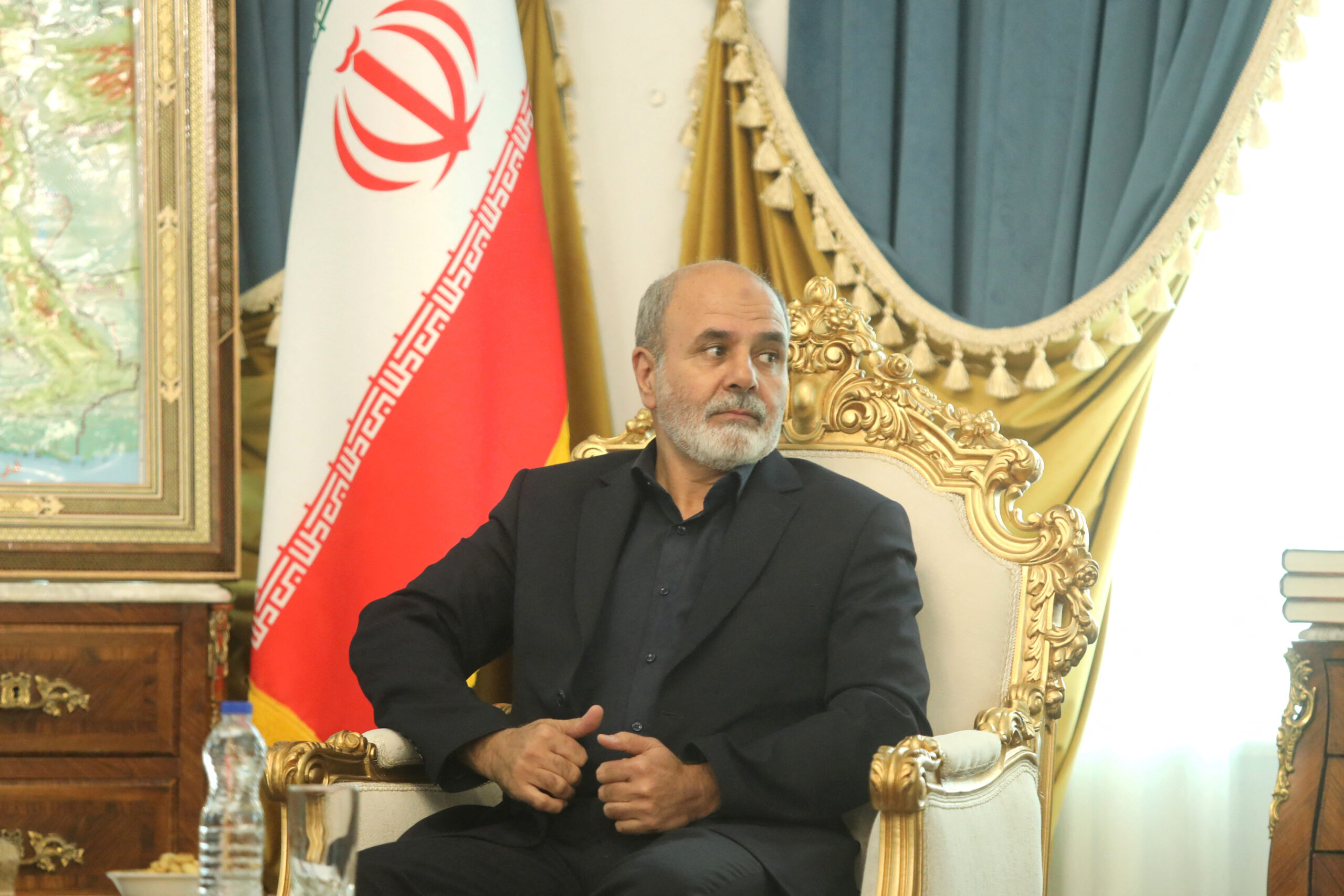 Iran's Secretary of the Supreme National Security Council Ali Akbar Ahmadian looks on during a meeting with Iraq's National Security Advisor Qasim al-Araji in Tehran, Iran, May 29. (West Asia News Agency via REUTERS)