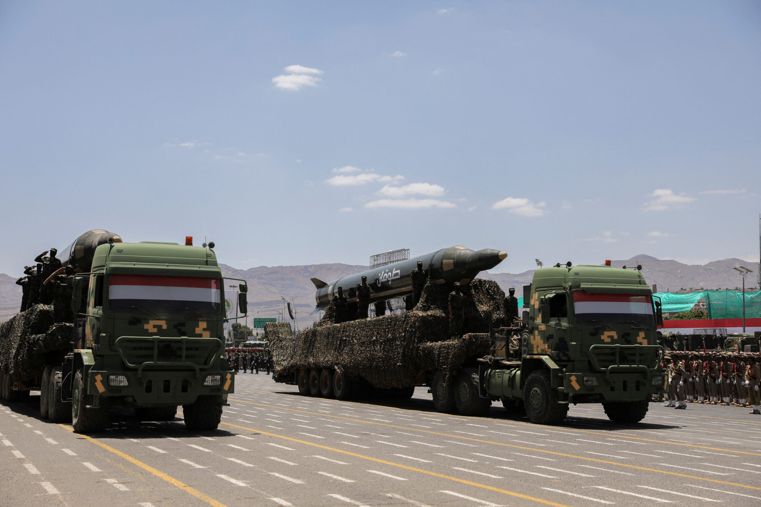 A view of ballistic missiles during a military parade held by the Houthis to mark the anniversary of their takeover in Sanaa, Yemen , September 21. (REUTERS/Khaled Abdullah)