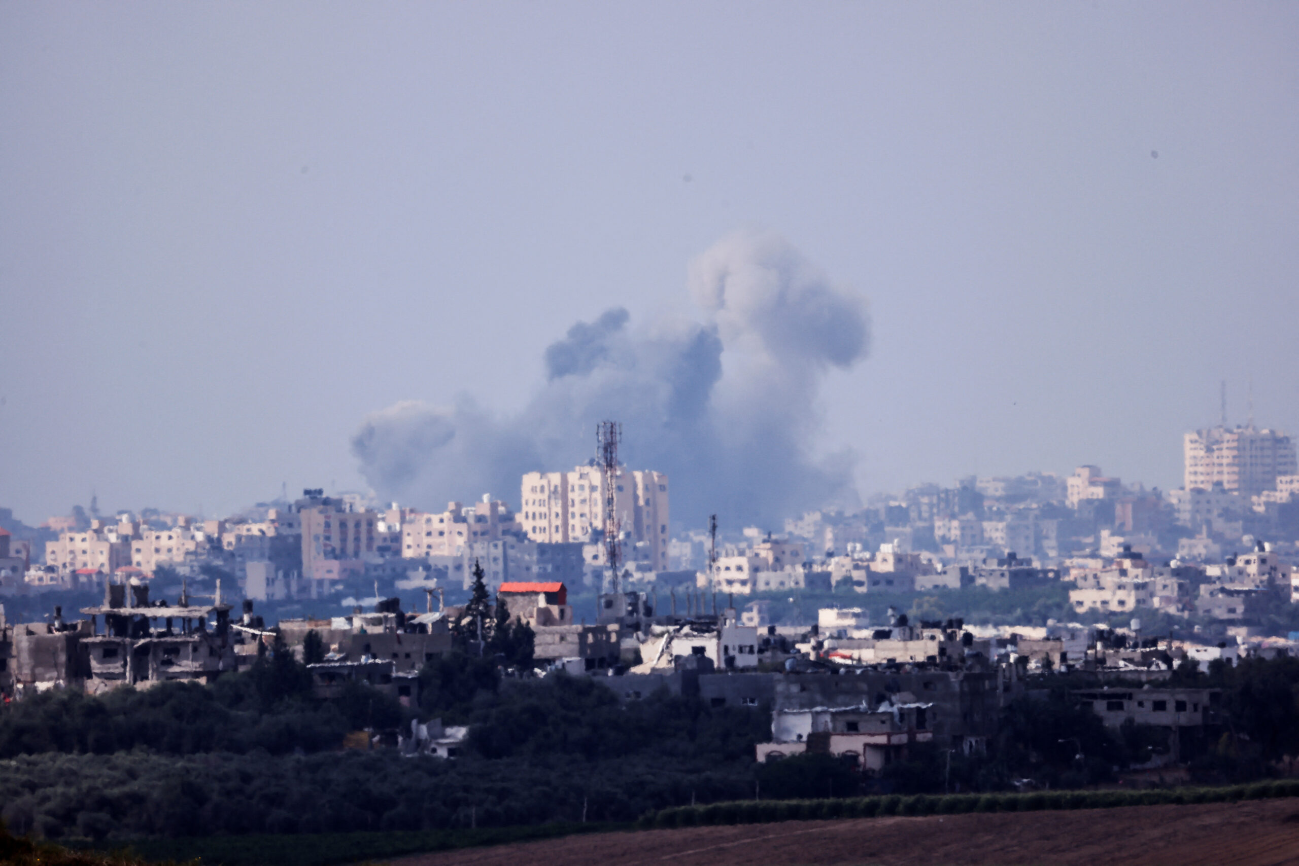 Smoke rises in the air above Gaza following Israeli bombings, as seen from Israel's border with the Gaza Strip, in southern Israel, October 16. (REUTERS/Amir Cohen)