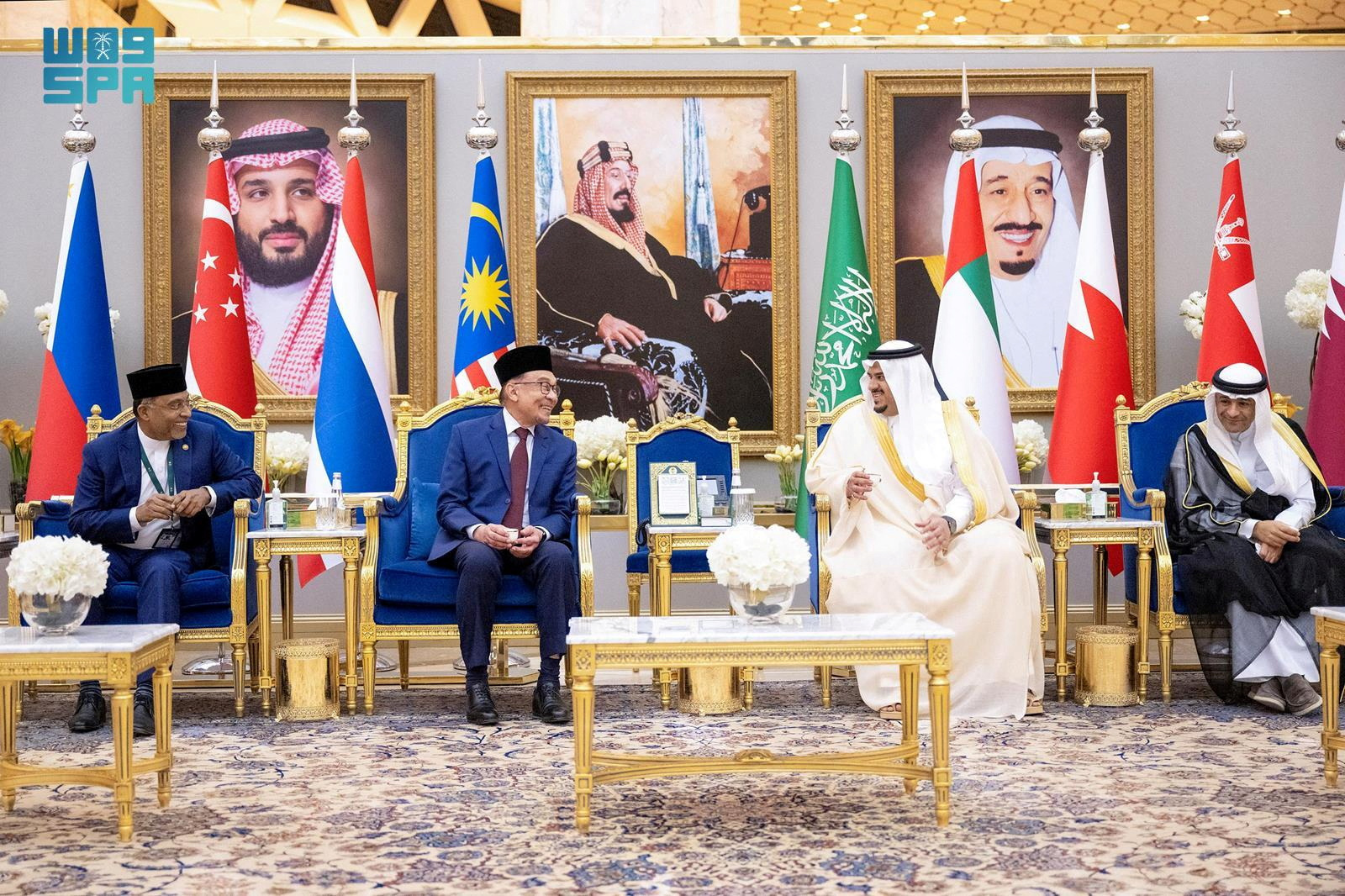 Malaysian Prime Minister Anwar Ibrahim arrives ahead of the Member States of the Gulf Cooperation Council and the Association of Southeast Asia Nations Summit in Riyadh, Saudi Arabia, October 19, 2023. (Saudi Press Agency/Handout via REUTERS)