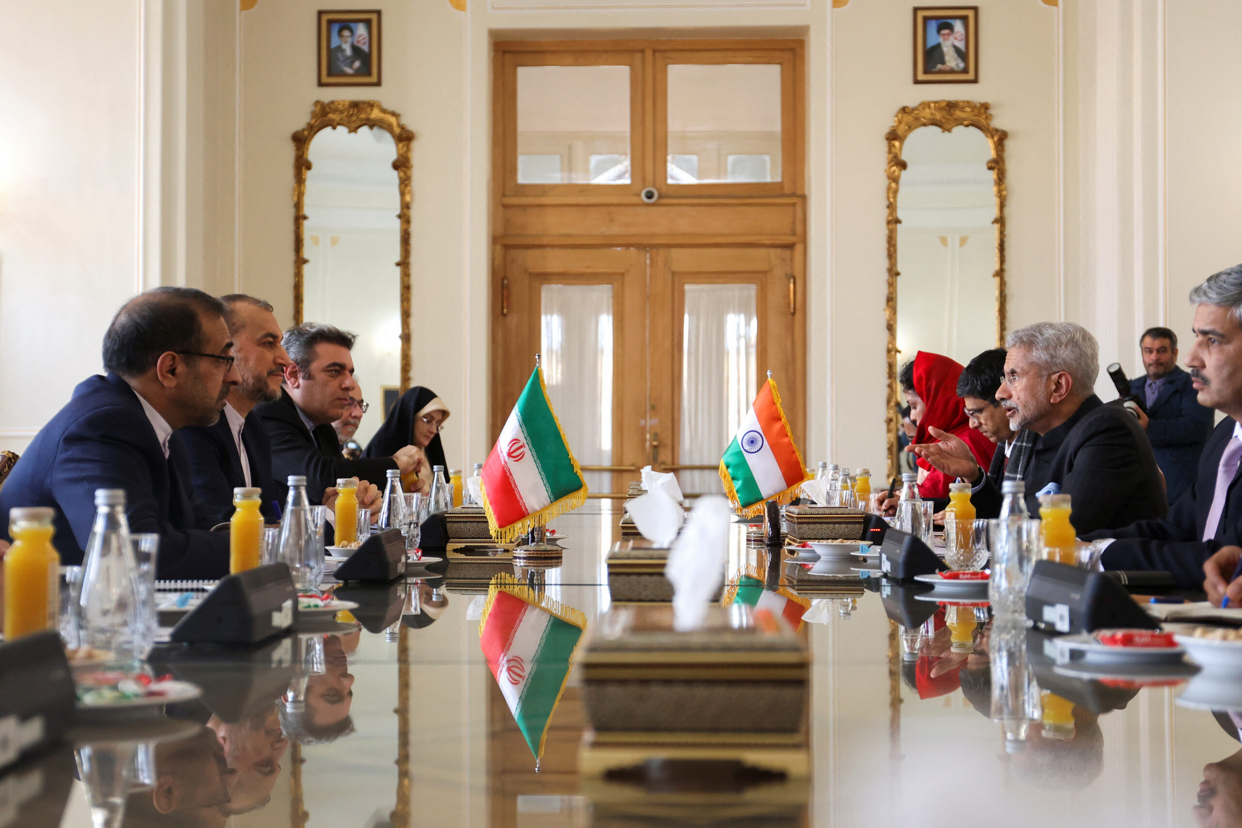 Late Iranian Foreign Minister Hossein Amir-Abdollahian meets with Indian Foreign Minister S. Jaishankar, in Tehran, Iran, January 15. (Majid Asgaripour/WANA via REUTERS)