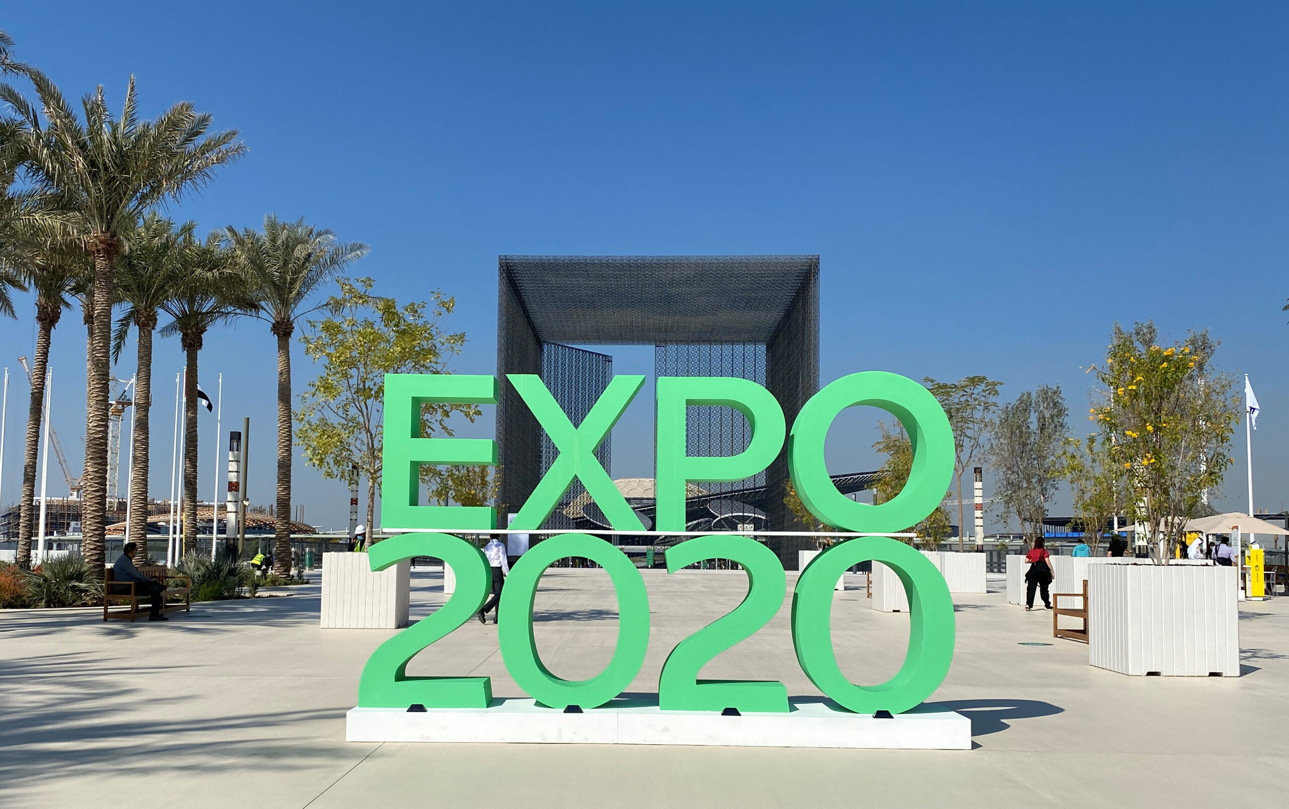 The Expo 2020 Dubai sign at the entrance of the world exposition site in Dubai, United Arab Emirates, Jan.16. (REUTERS/Rula Rouhana)
