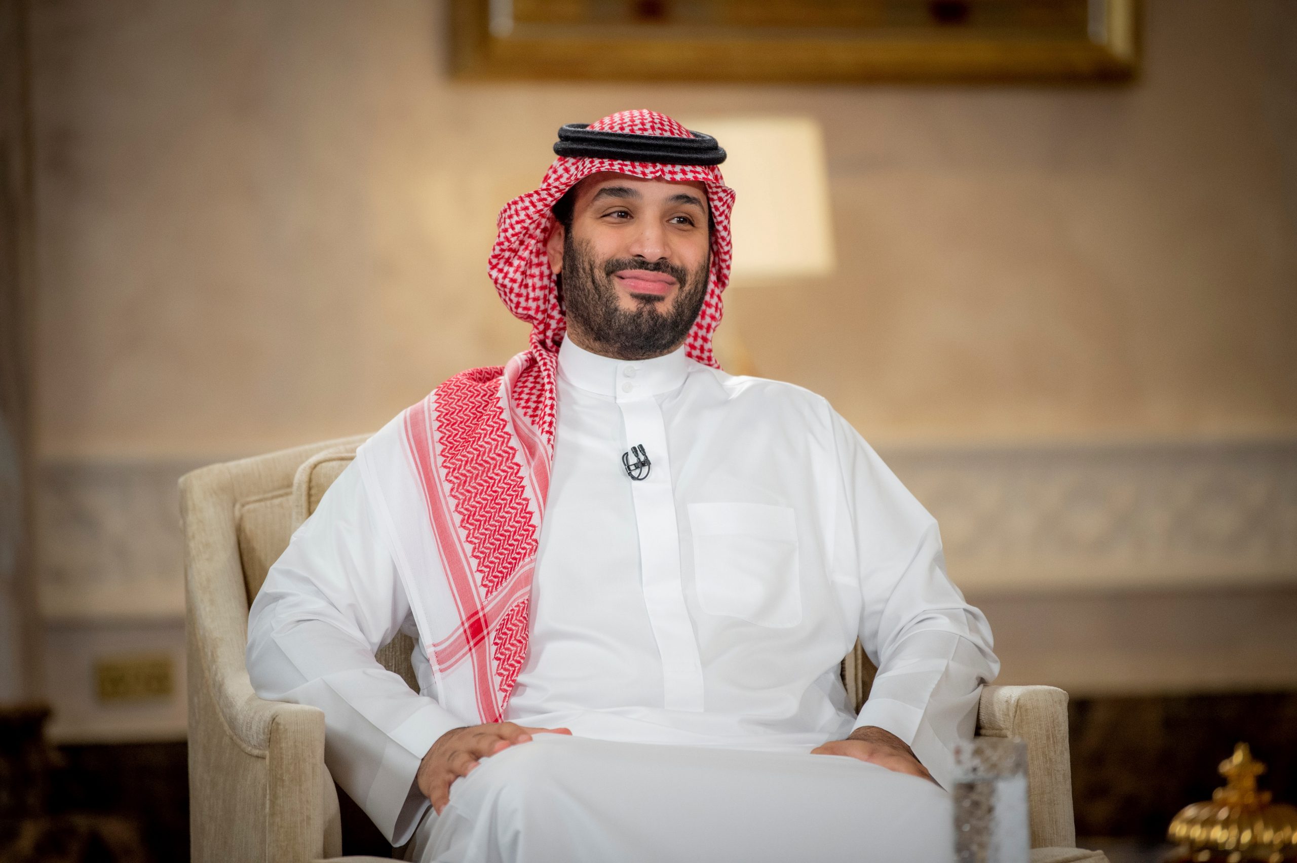 Saudi Crown Prince Mohammed bin Salman before his TV interview in Riyadh, Saudi Arabia, April 27 (Bandar Algaloud/Courtesy of Saudi Royal Court/Handout via REUTERS)