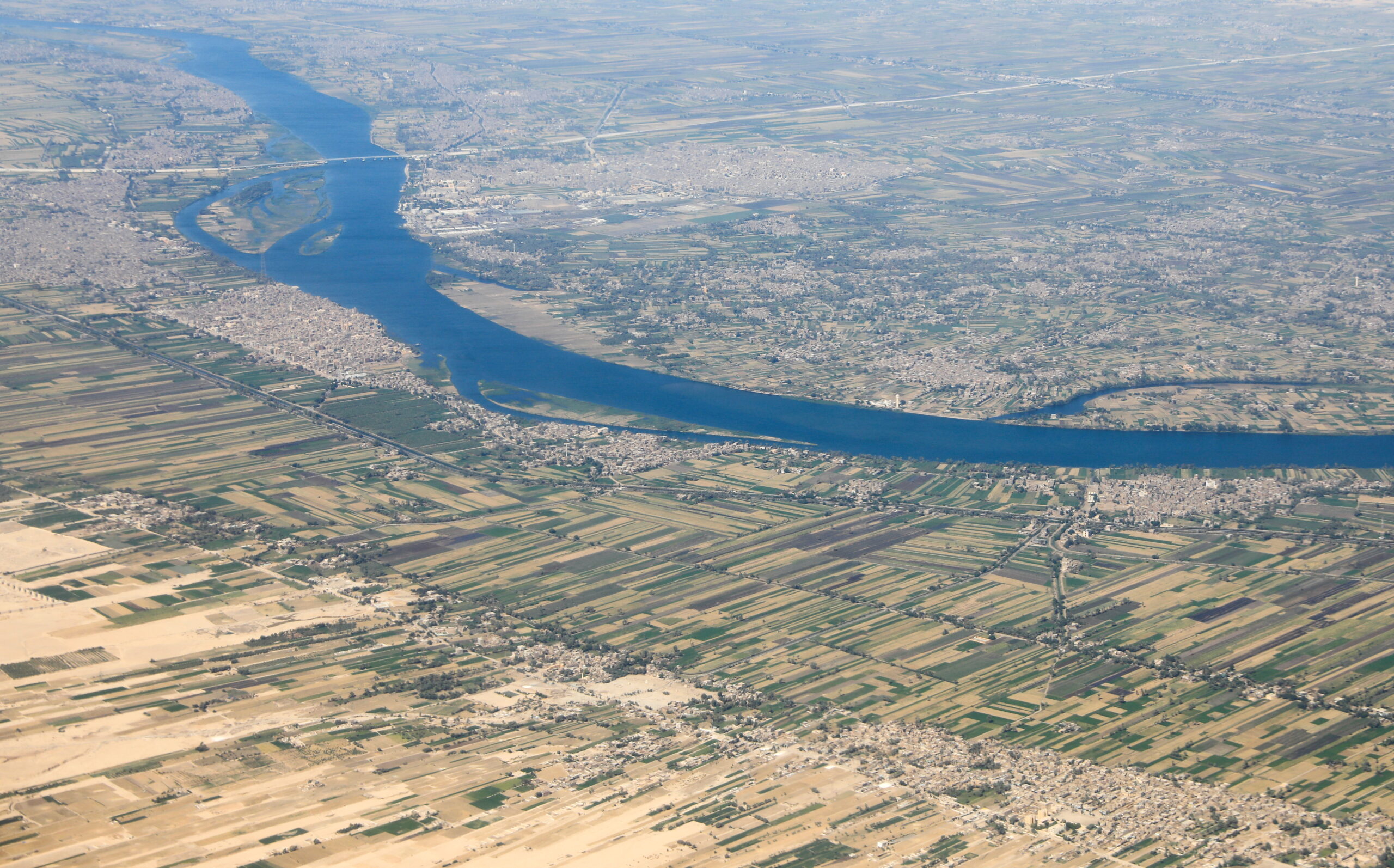 An aerial view of the Nile River valley pictured through the window of an airplane on a flight between Cairo and Luxor, Egypt April 11. (REUTERS/Amr Abdallah Dalsh)