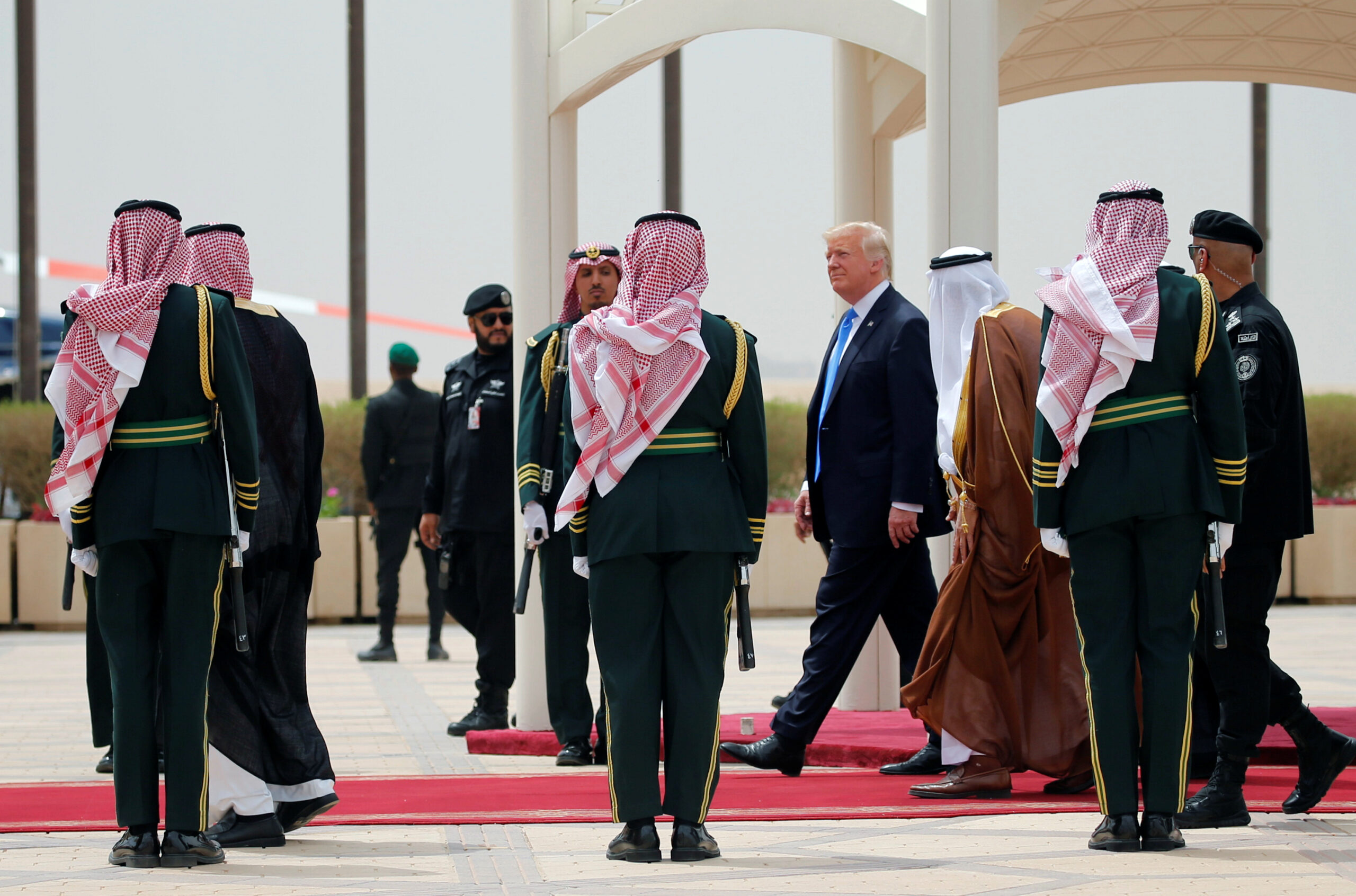 President Donald Trump arrives during a reception ceremony in Riyadh, Saudi Arabia, May 20, 2017. (REUTERS/Jonathan Ernst)
