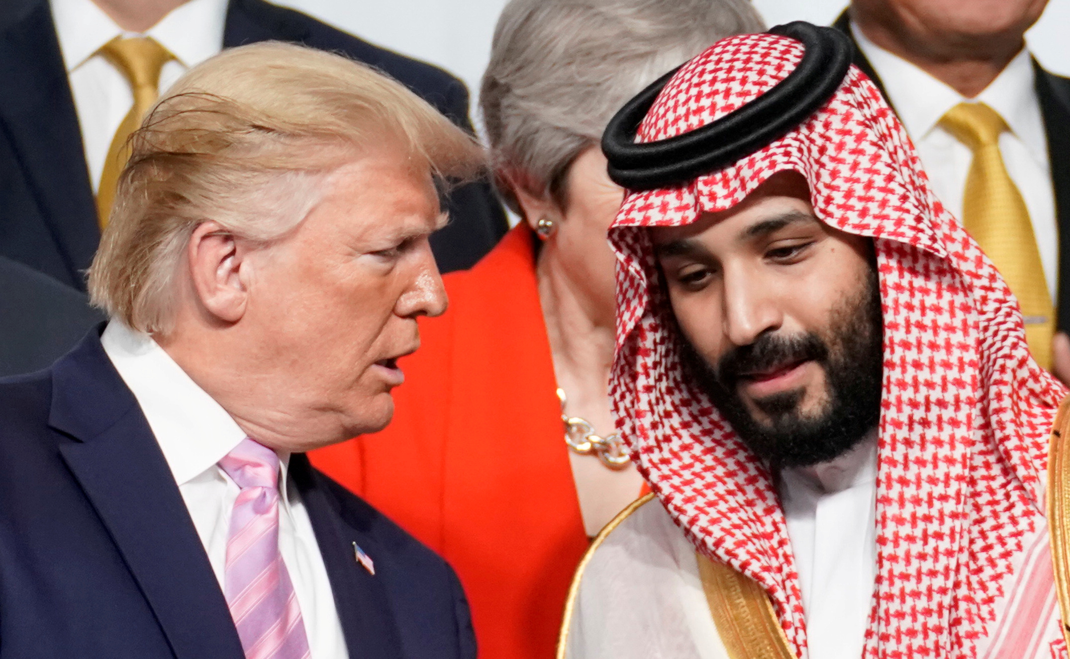 President Donald J. Trump speaks with Saudi Crown Prince Mohammed bin Salman during the G20 leaders summit in Osaka, Japan, June 28, 2019. (REUTERS/Kevin Lamarque)