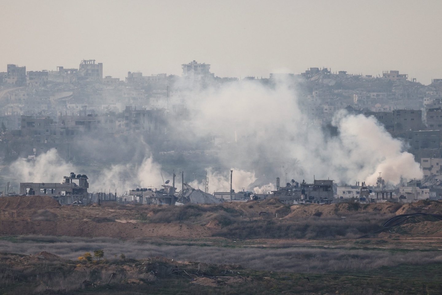Smoke rises in North Gaza, amid the ongoing conflict between Israel and Hamas, as seen from Israel, January 14. (REUTERS/Amir Cohen)