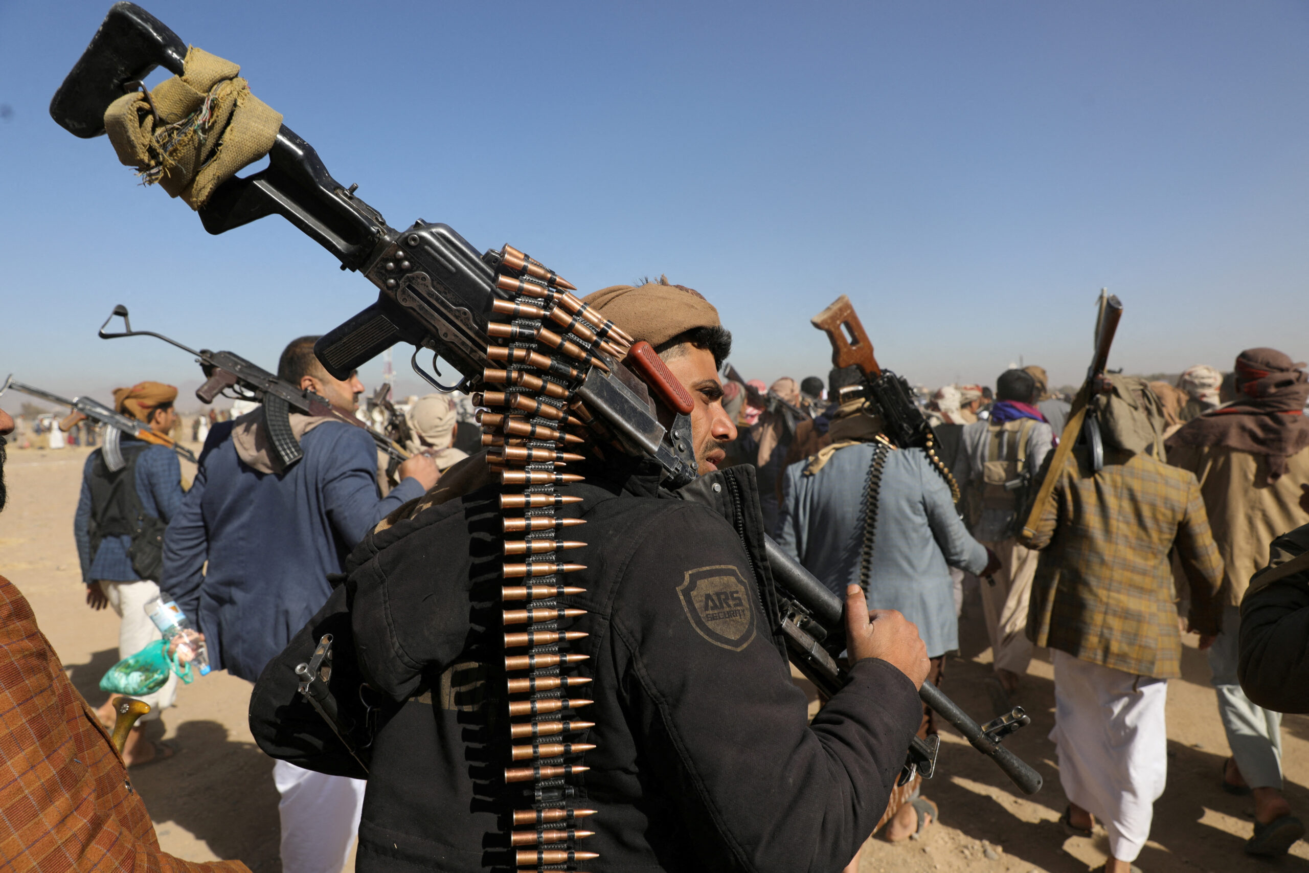 Houthi-aligned armed tribesmen in the northern outskirts of Sanaa, Yemen, January 16. (REUTERS/Khaled Abdullah)