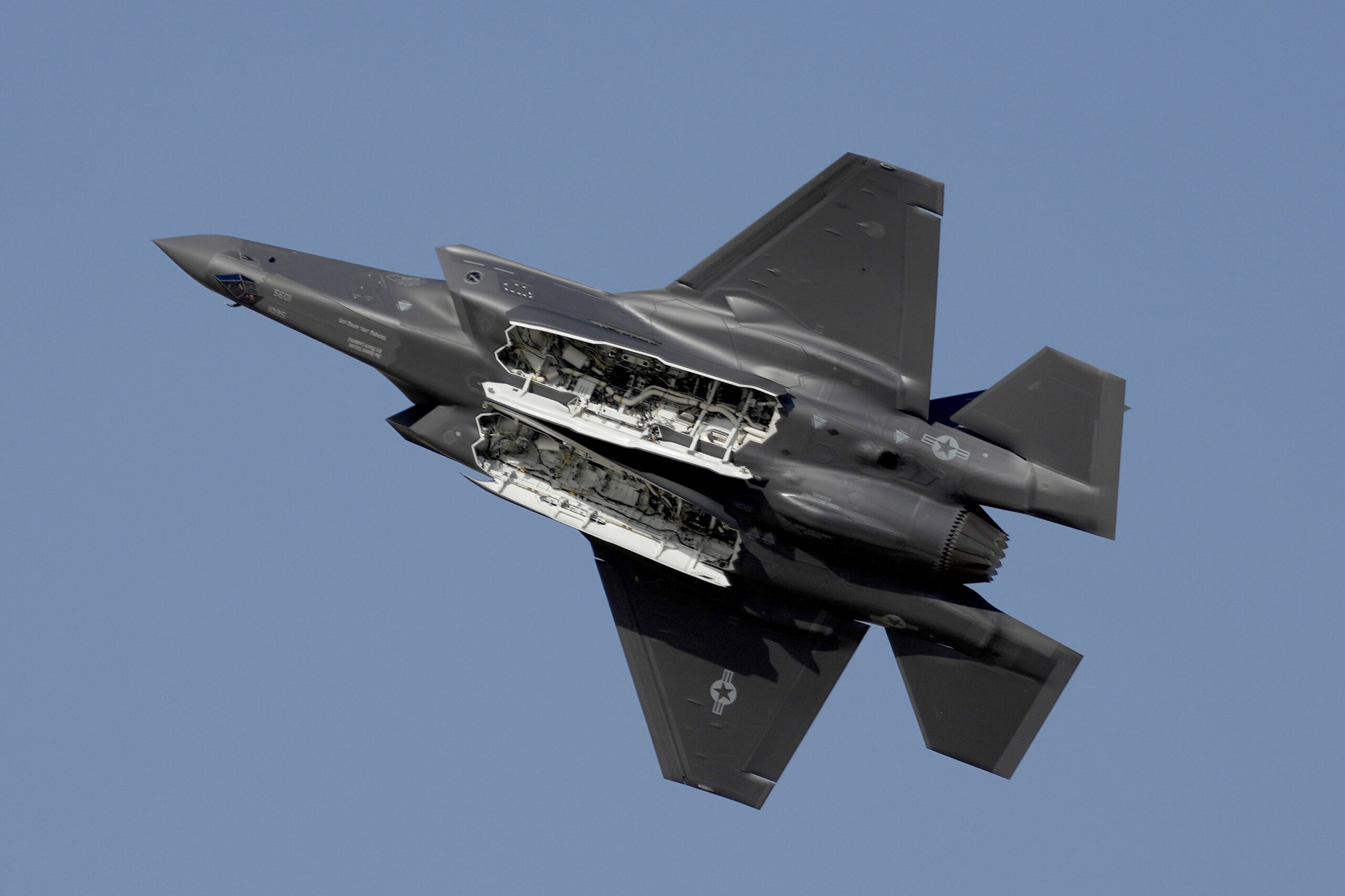 A U.S. F-35 fighter jet performs during the opening day of the Dubai Air Show, United Arab Emirates, Nov. 13, 2023. (AP Photo/Kamran Jebreili, File)