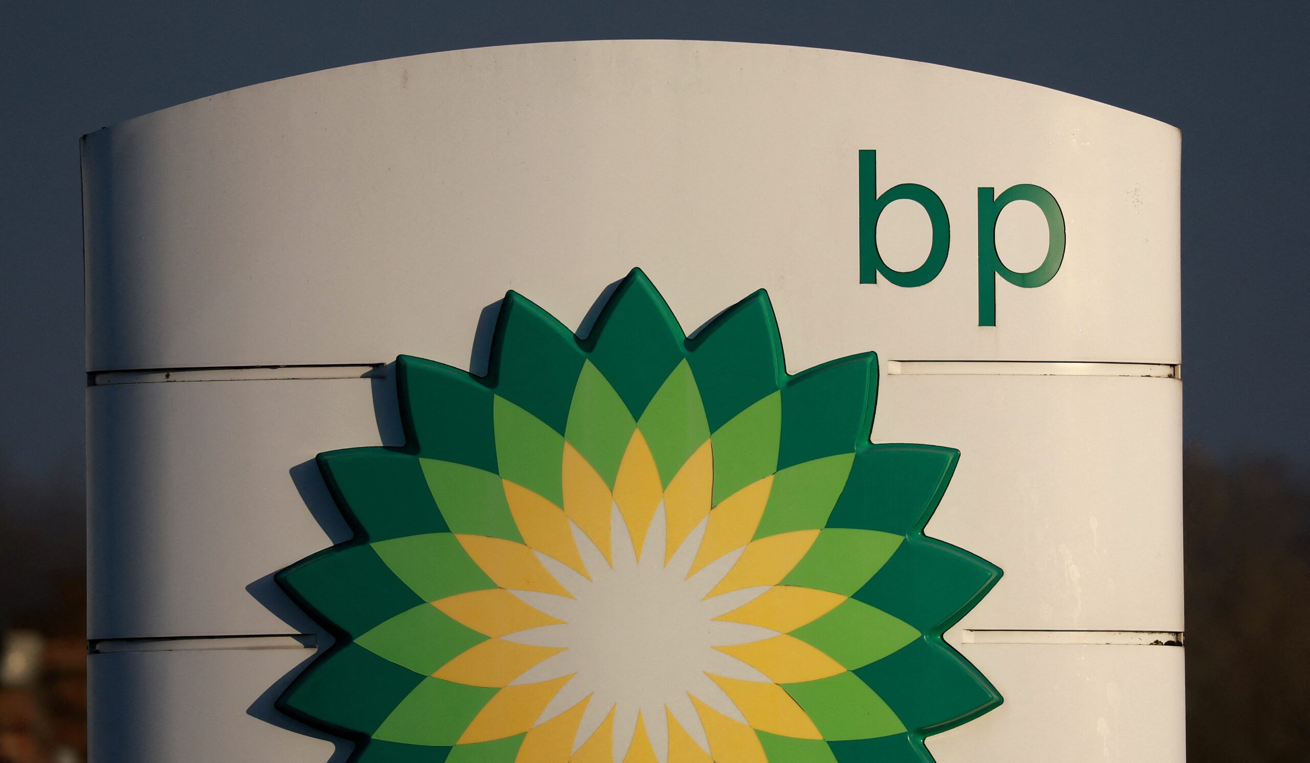 Signage is seen outside a BP petrol station in Liverpool, Britain, February 7, 2023. (REUTERS/Phil Noble)