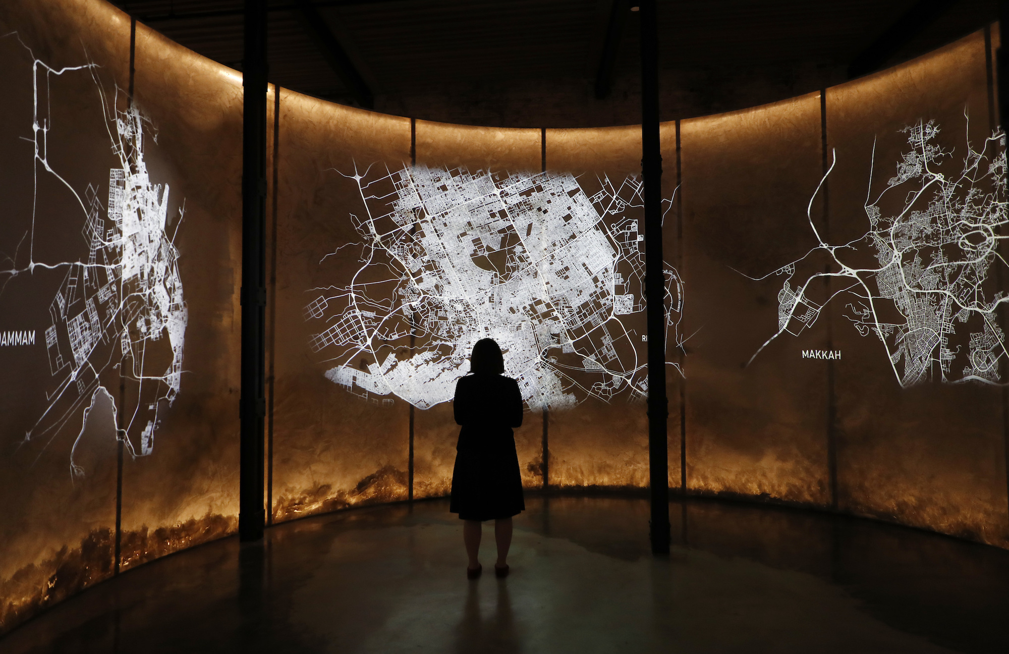 A view of the Saudi Arabia national pavilion at the Venice Architecture Biennale, Venice, Italy, May 23. (AP Photo/Antonio Calanni)