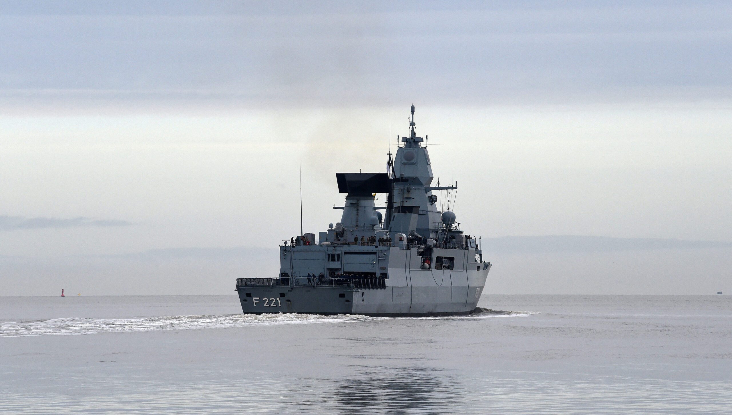 Frigate "Hessen" is sent off to the Red Sea from Wilhelmshaven, Germany to participate in the EU Naval Force Operation Aspides, February 8. (REUTERS/Carmen Jaspersen)