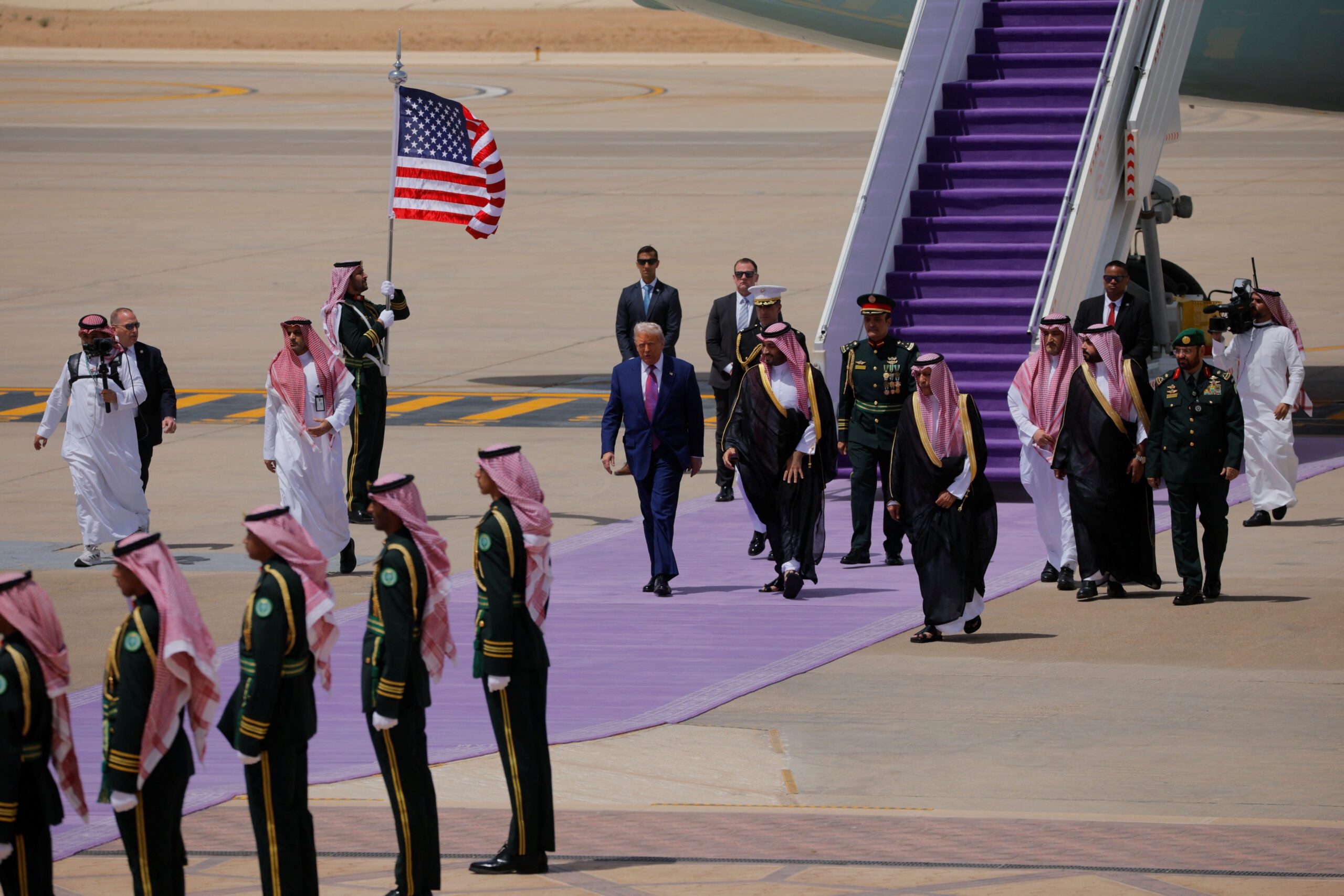 President Donald J. Trump is welcomed by Saudi Crown Prince Mohammed bin Salman in Riyadh, Saudi Arabia, May 13. (REUTERS/Brian Snyder)