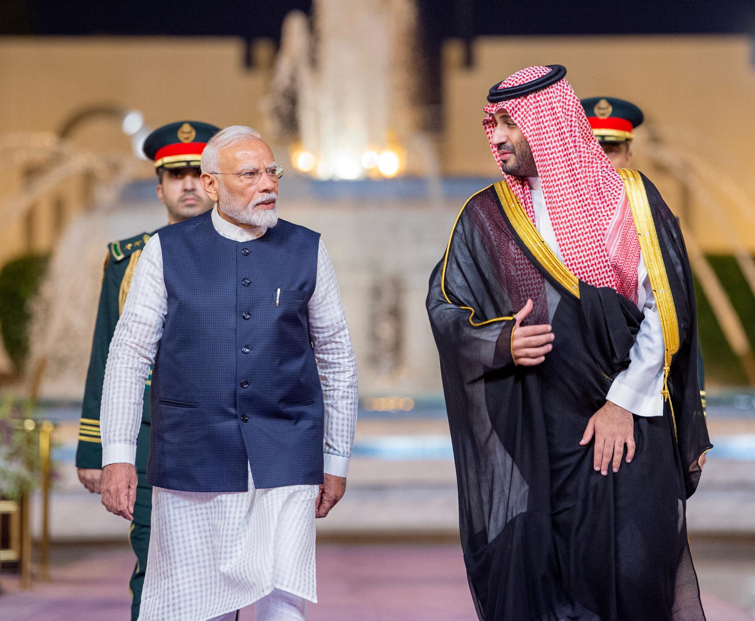 Indian Prime Minister Narendra Modi meets Saudi Crown Prince Mohammed Bin Salman, in Jeddah, Saudi Arabia, April 22. (Saudi Press Agency/Handout via REUTERS)