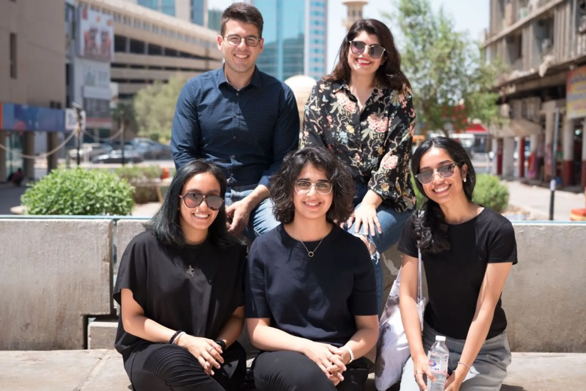 The Kuwait Commute team. Back: Jassim Al-Awadhi, Alaa Al-Radwan Front: Rana Ajrawi, Halah Al-Essa, Latifah Al-Essa.