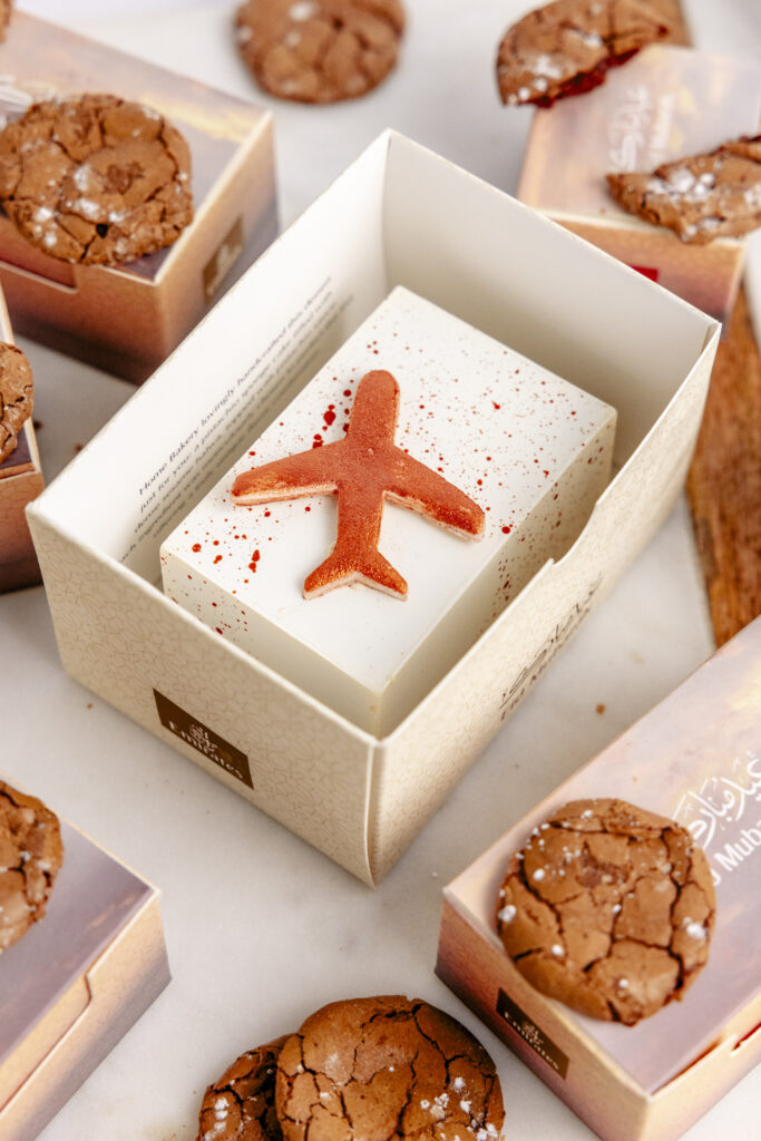 Home Baker y's desserts, featuring the signature Chewy Melt Cookie served aboard Emirates flights. (Courtesy of Hind Almulla)