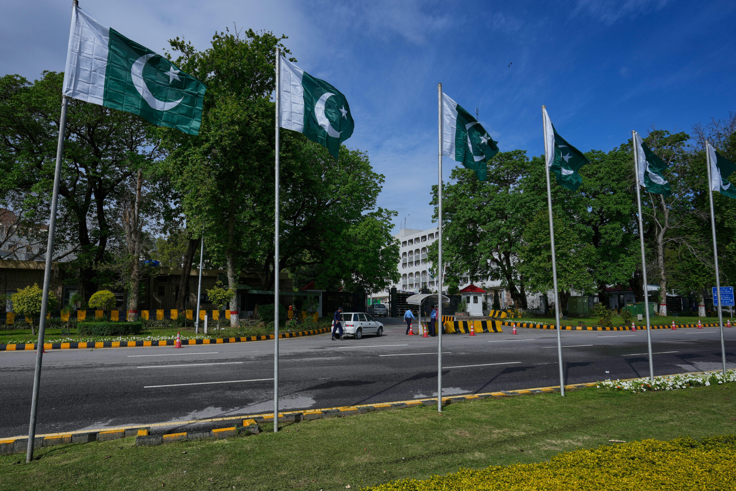 The main entrance of Pakistan's foreign ministry in Islamabad, Pakistan, April 9. (AP Photo/Anjum Naveed)
