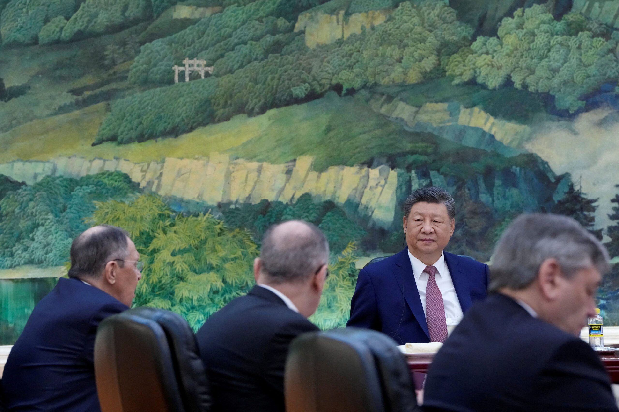 Russian Foreign Minister Sergei Lavrov attends a meeting with Chinese President Xi Jinping at the Great Hall of the People in Beijing, China, April 15. (Iori Sagisawa/Pool via REUTERS)