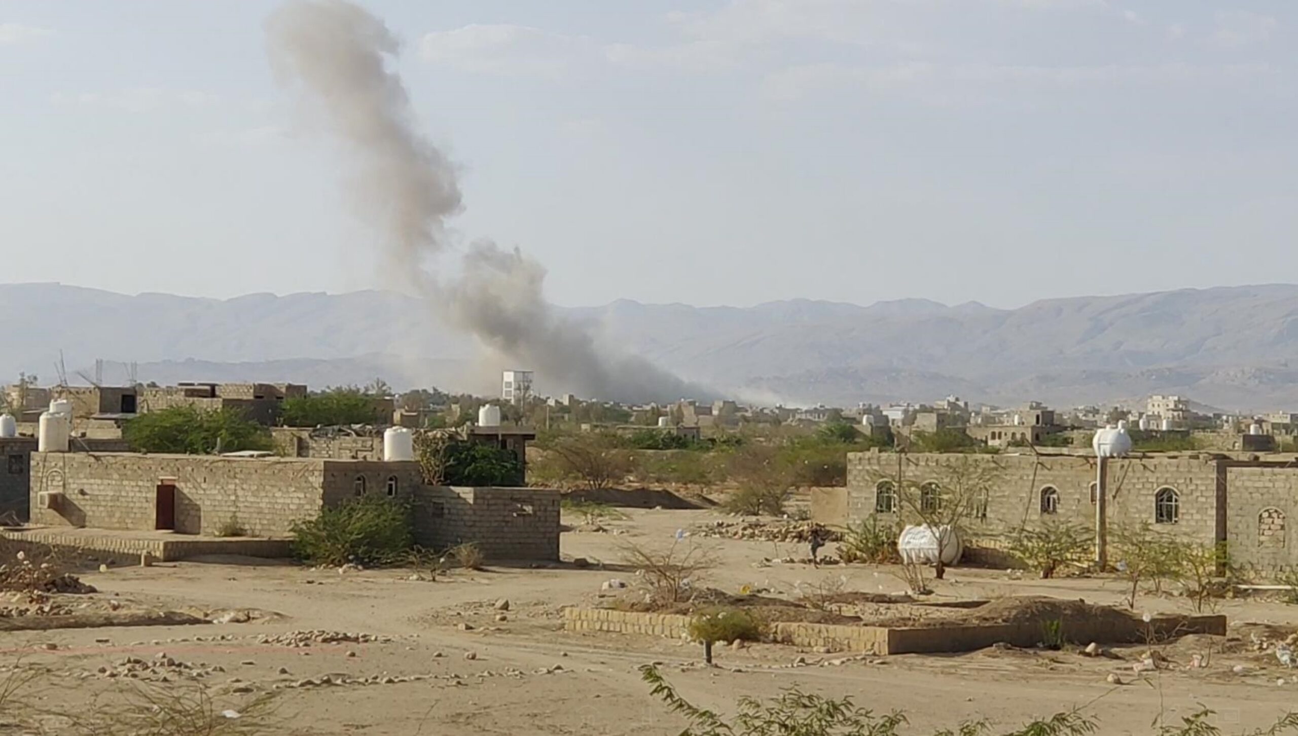 Smoke rises from a prison after an airstrike in Jawf province, Yemen, on September 7. (Handout / Latin America News Agency via Reuters Connect)