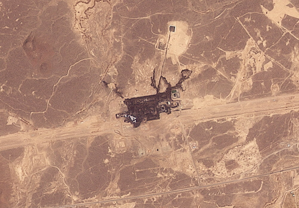 Satellite image shows damage to the East-West pipeline facility in the Hejaz Region, Saudi Arabia, September 11. (Planet Labs PBC/Handout via REUTERS)